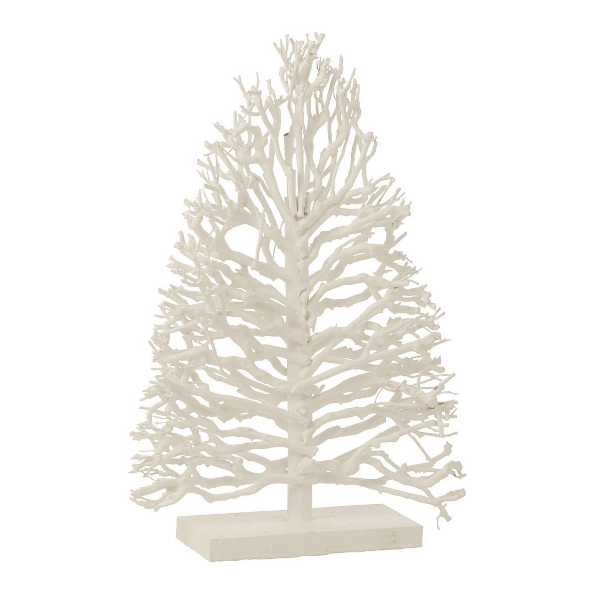 J-LINE Déco en bois sur socle  arbre à thé  70cm blanc