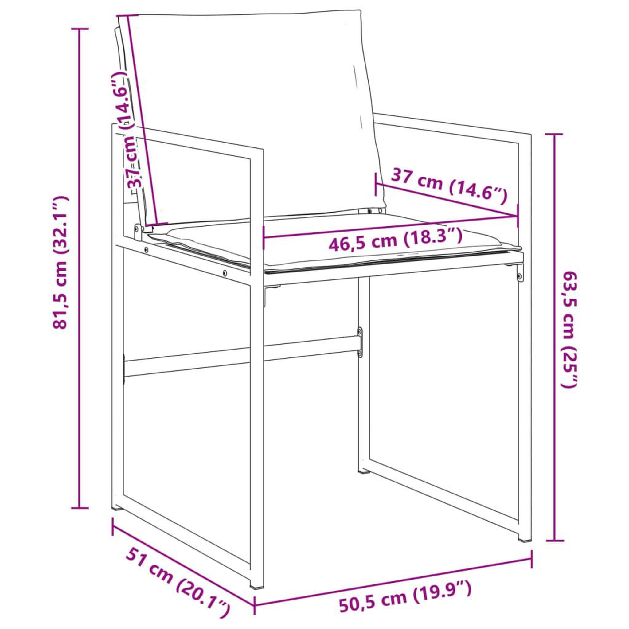 Voir la diapositive 6 : VIDAXL Chaises de jardin et coussins lot de 4 noir acier et textilene