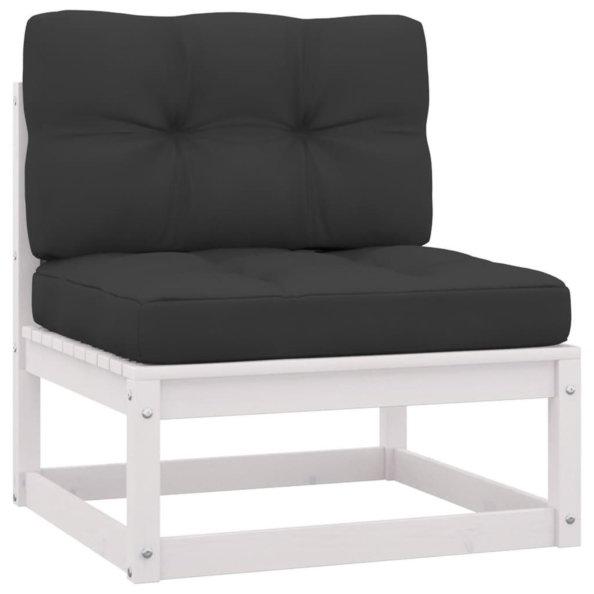 Voir la diapositive 5 : VIDAXL Salon de jardin 9 pcs avec coussins Blanc Bois de pin massif