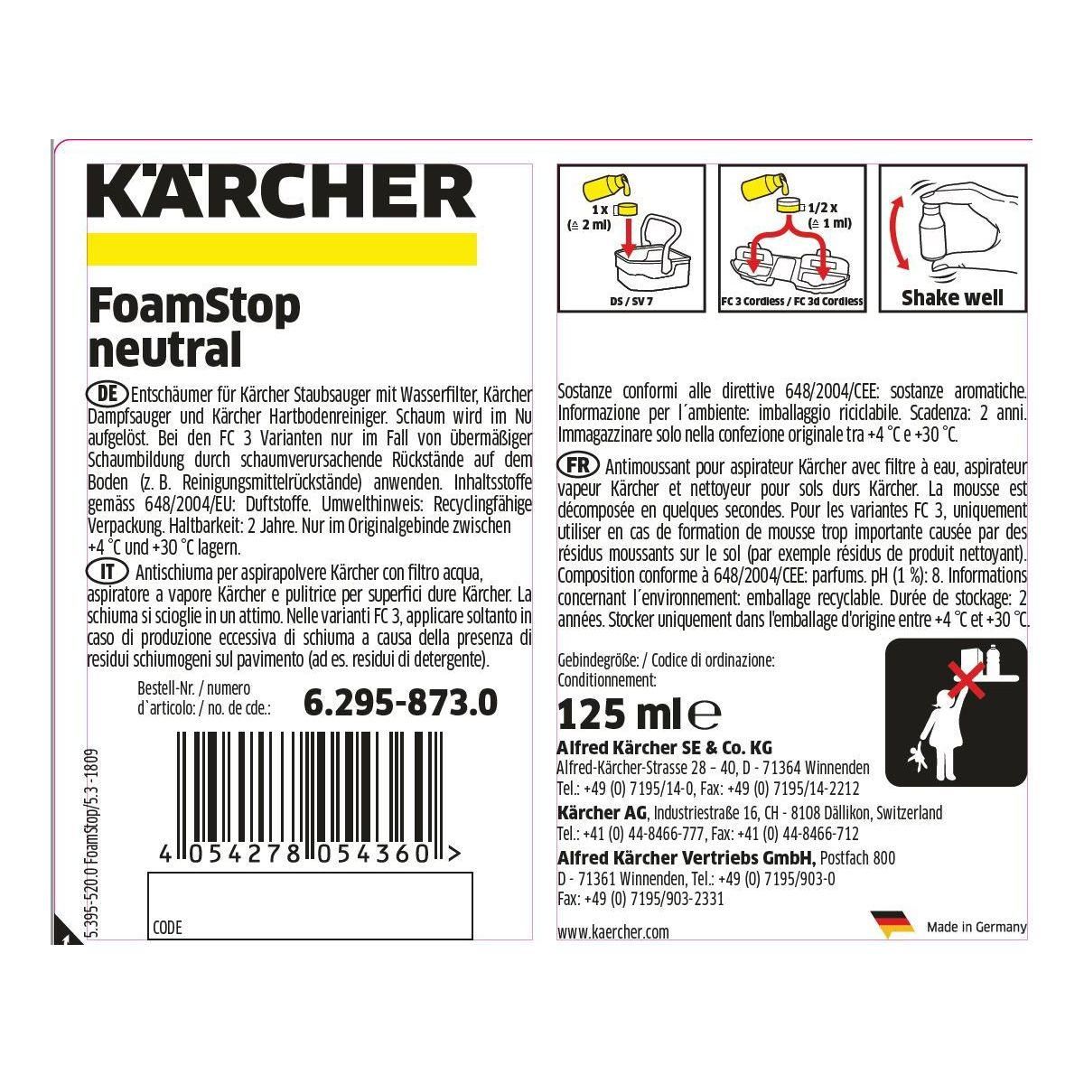 KARCHER Détergent Solution anti-mousse classique