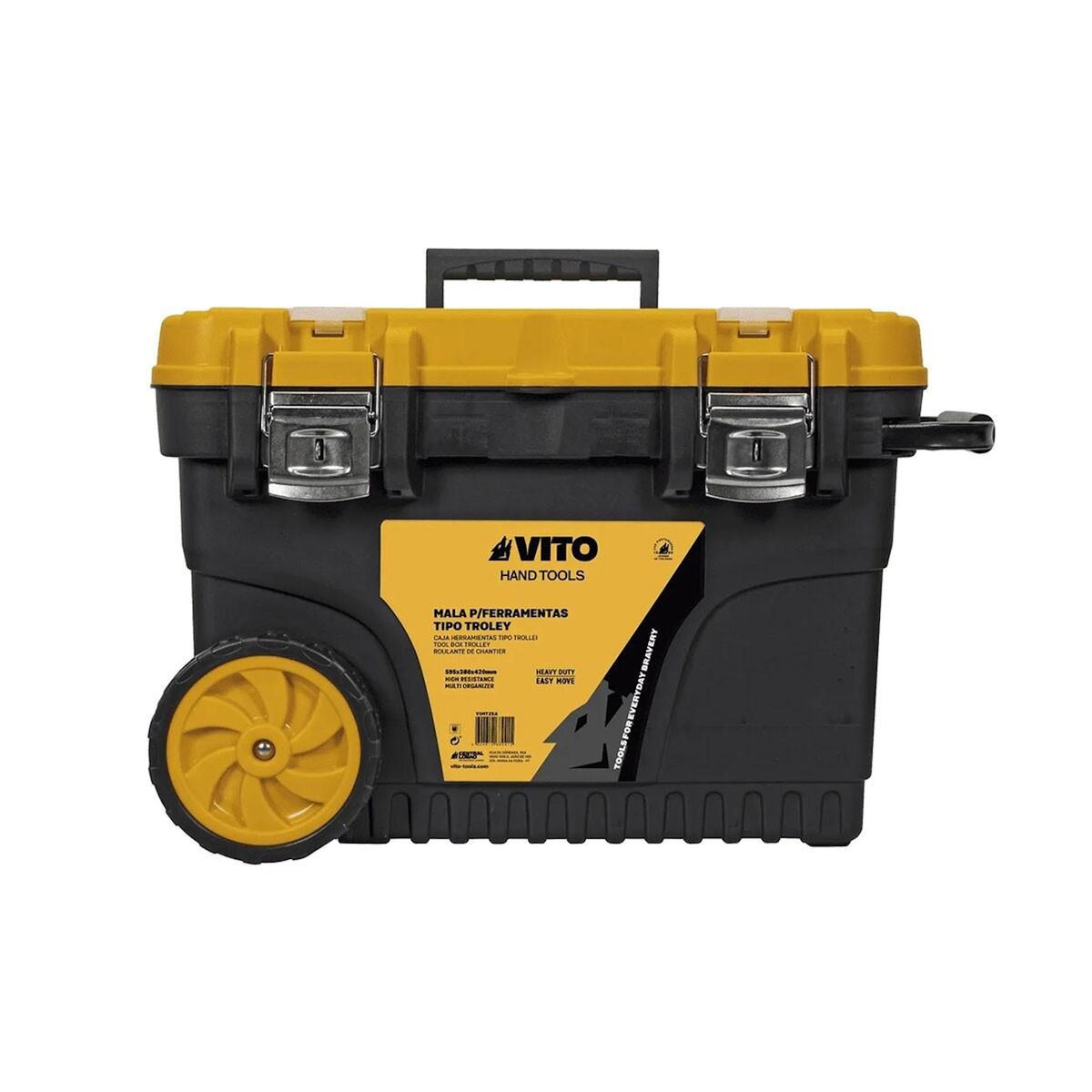 VITO Boite à outils mobile 59.5 x 38 x 42 cm Malette de chantier roulante avec Poignée télescopique Coffre à outils VITO