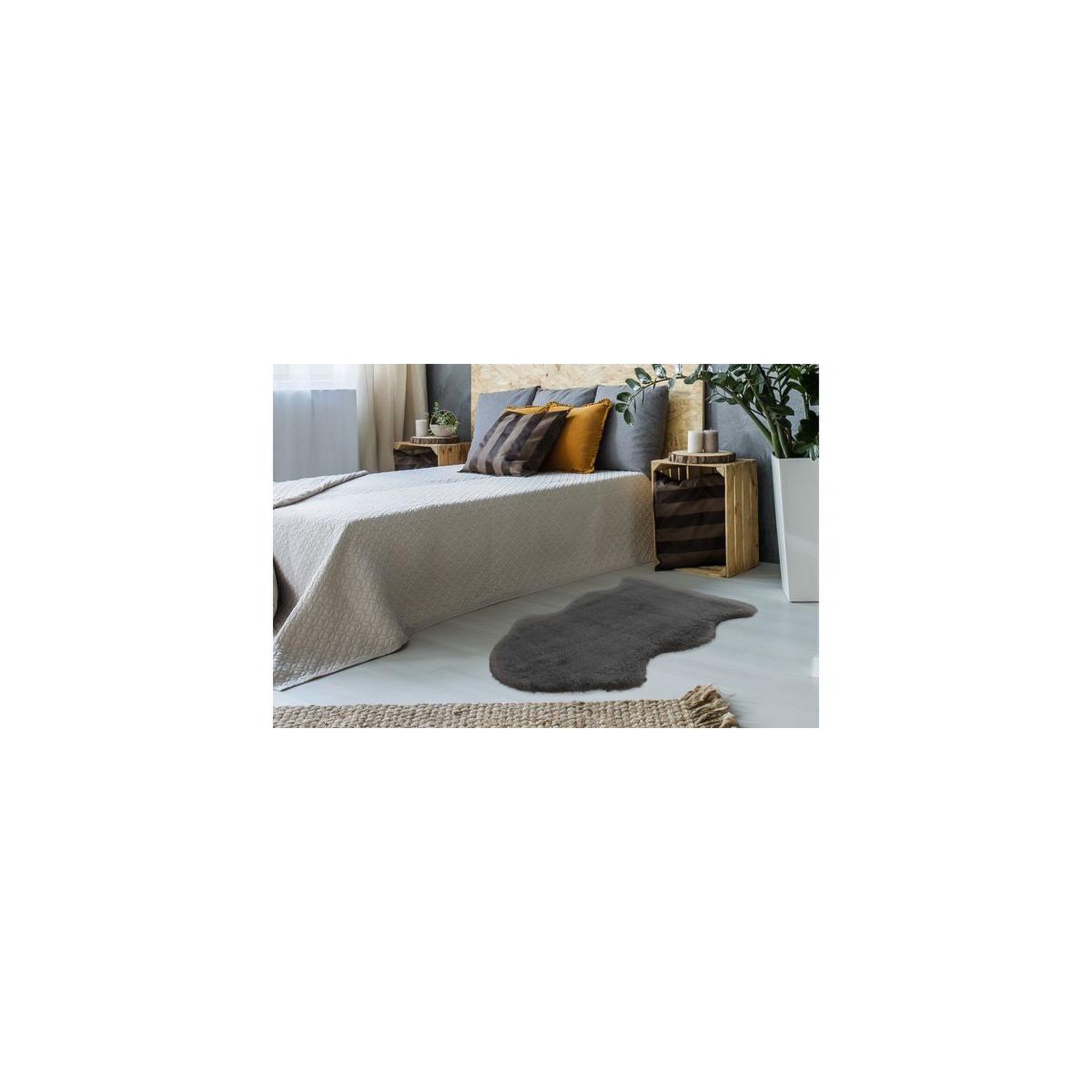 Voir la diapositive 4 : Paris Prix Tapis Imitation Fourrure  Kunda  60x90cm Gris