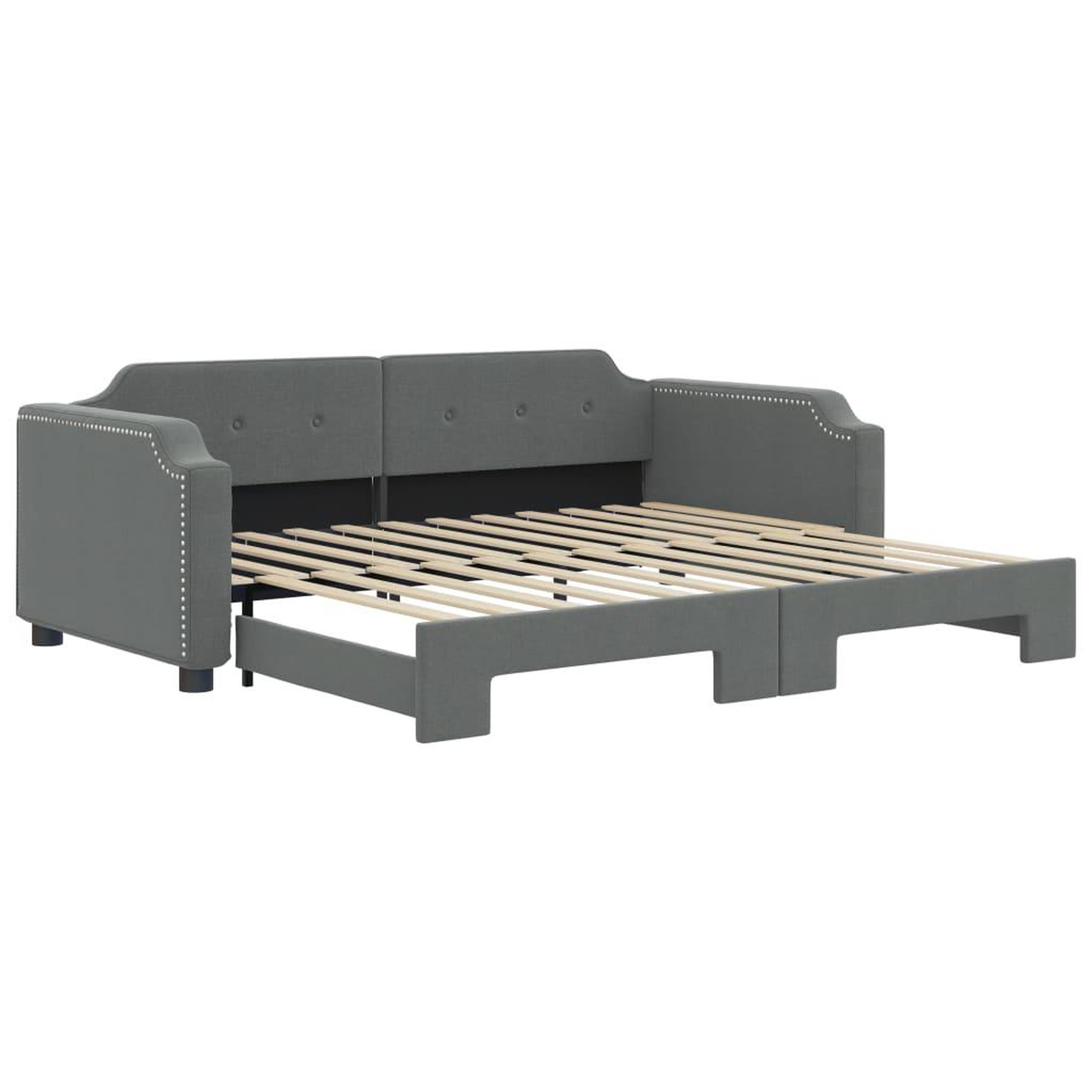 Voir la diapositive 2 : VIDAXL Lit de jour avec gigogne sans matelas gris fonce 90x200 cm