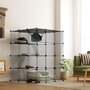 Voir la diapositive 2 : PAWHUT Cage chat intérieur - parc chat DIY - 4 niv. 5 portes hamac plateformes rampes - acier noir