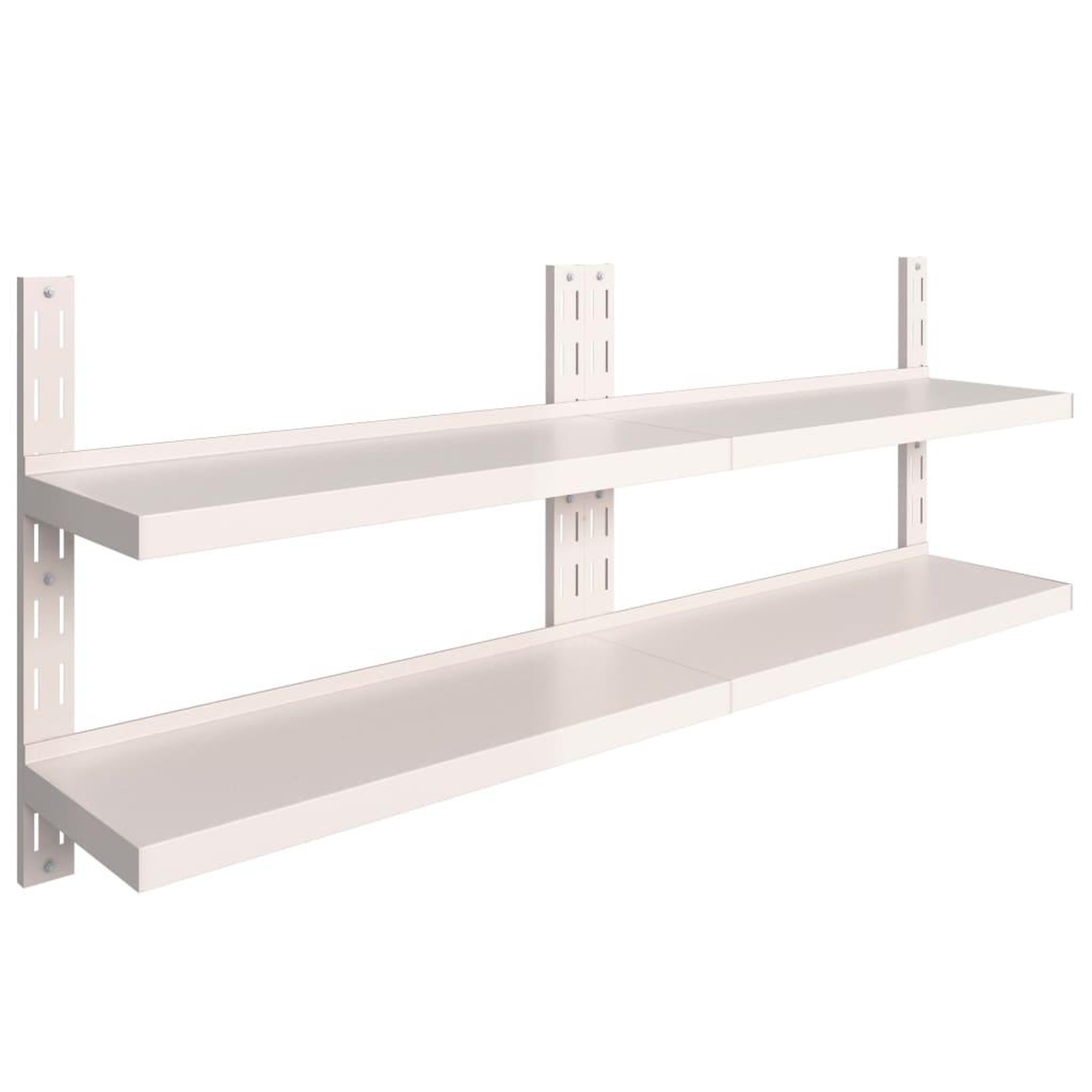 Voir la diapositive 2 : VIDAXL Etageres murales flottantes a 2 niveaux 2 pcs Inox 200x30 cm