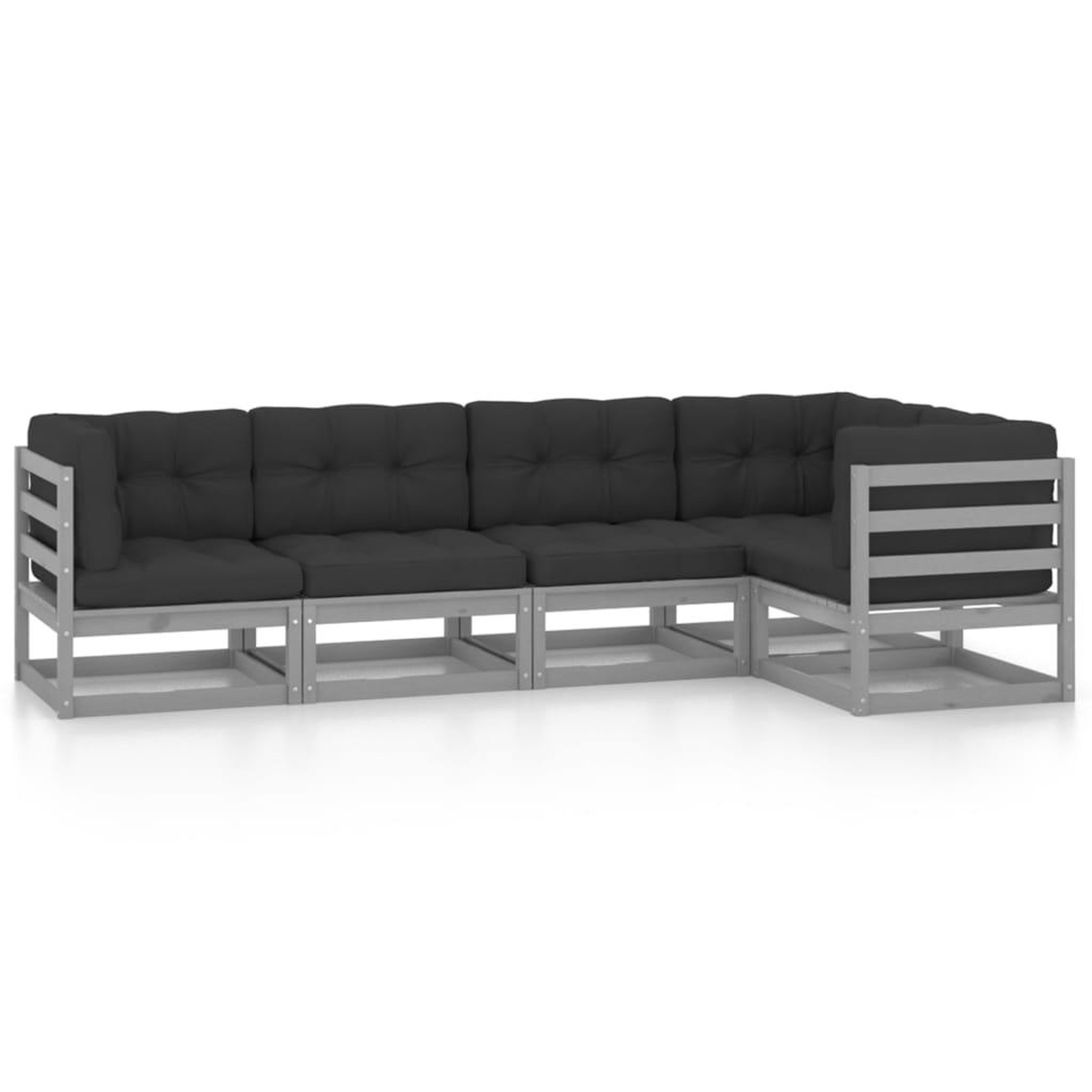 Voir la diapositive 2 : VIDAXL Salon de jardin 5 pcs avec coussins Bois de pin massif