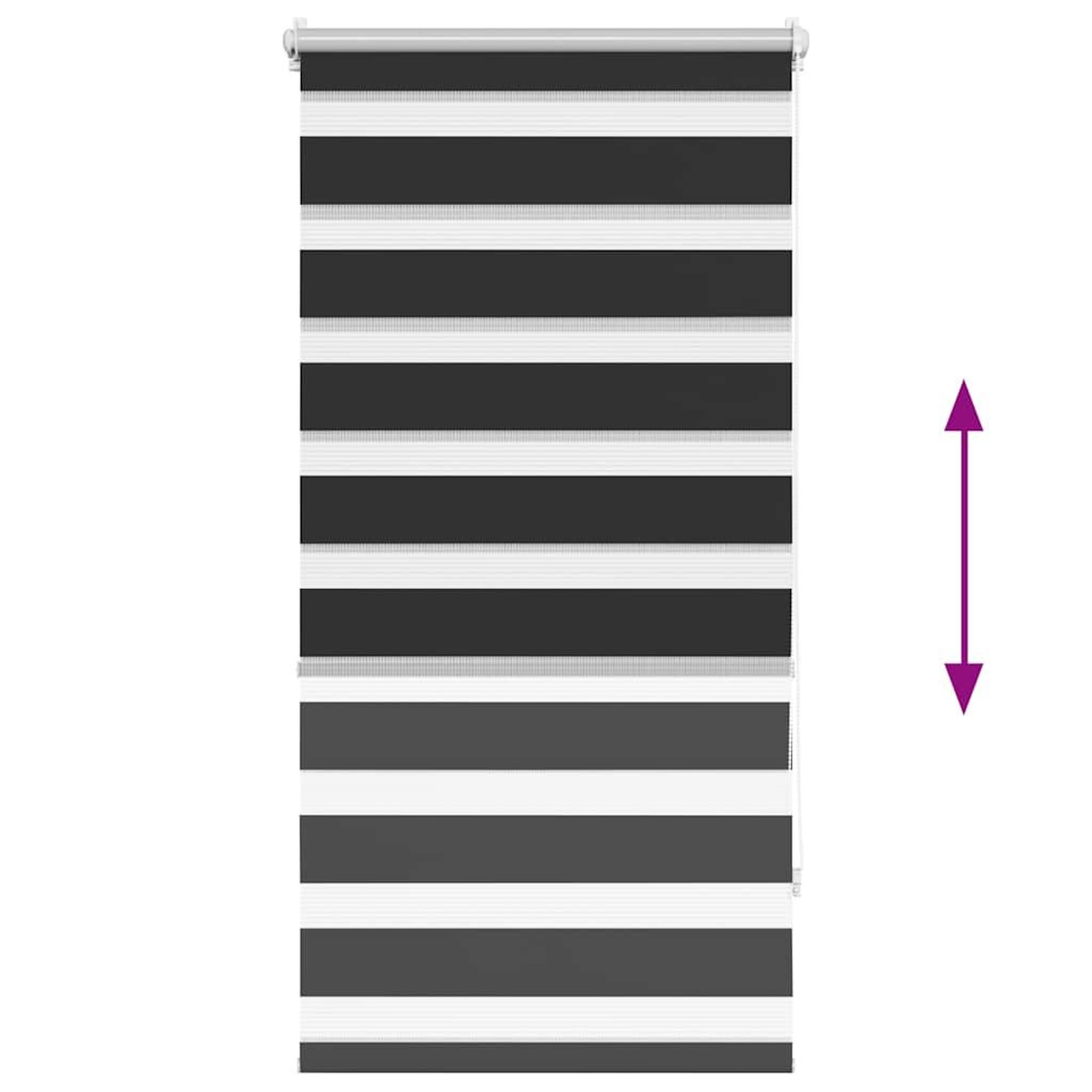 Voir la diapositive 5 : VIDAXL Store venitien zebre 80,9 x 150 cm, largeur du tissu 76,7 cm, noir
