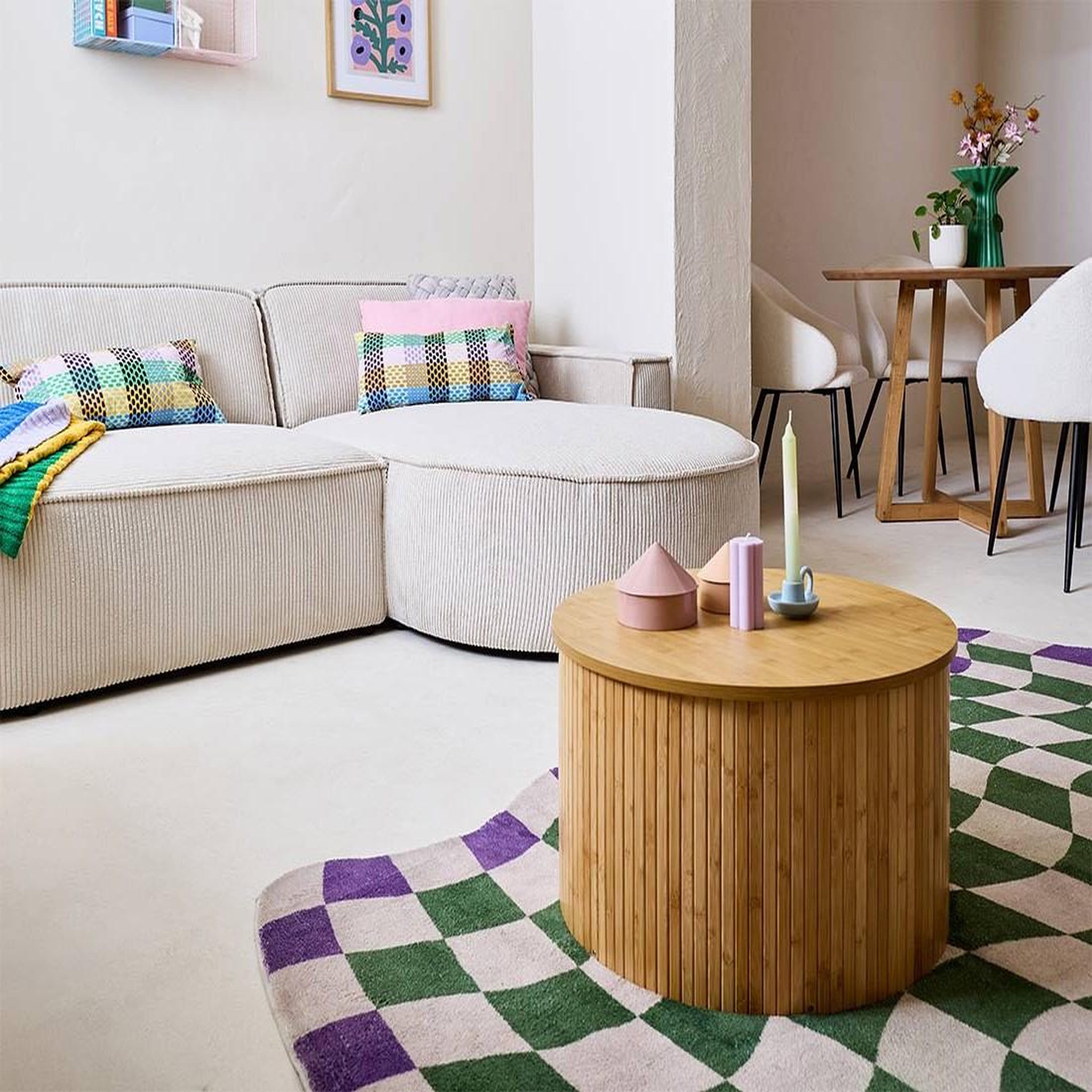 Voir la diapositive 2 : LISA DESIGN Spiaggia - canapé d'angle droit - forme arrondie - 4 places - en velours côtelé