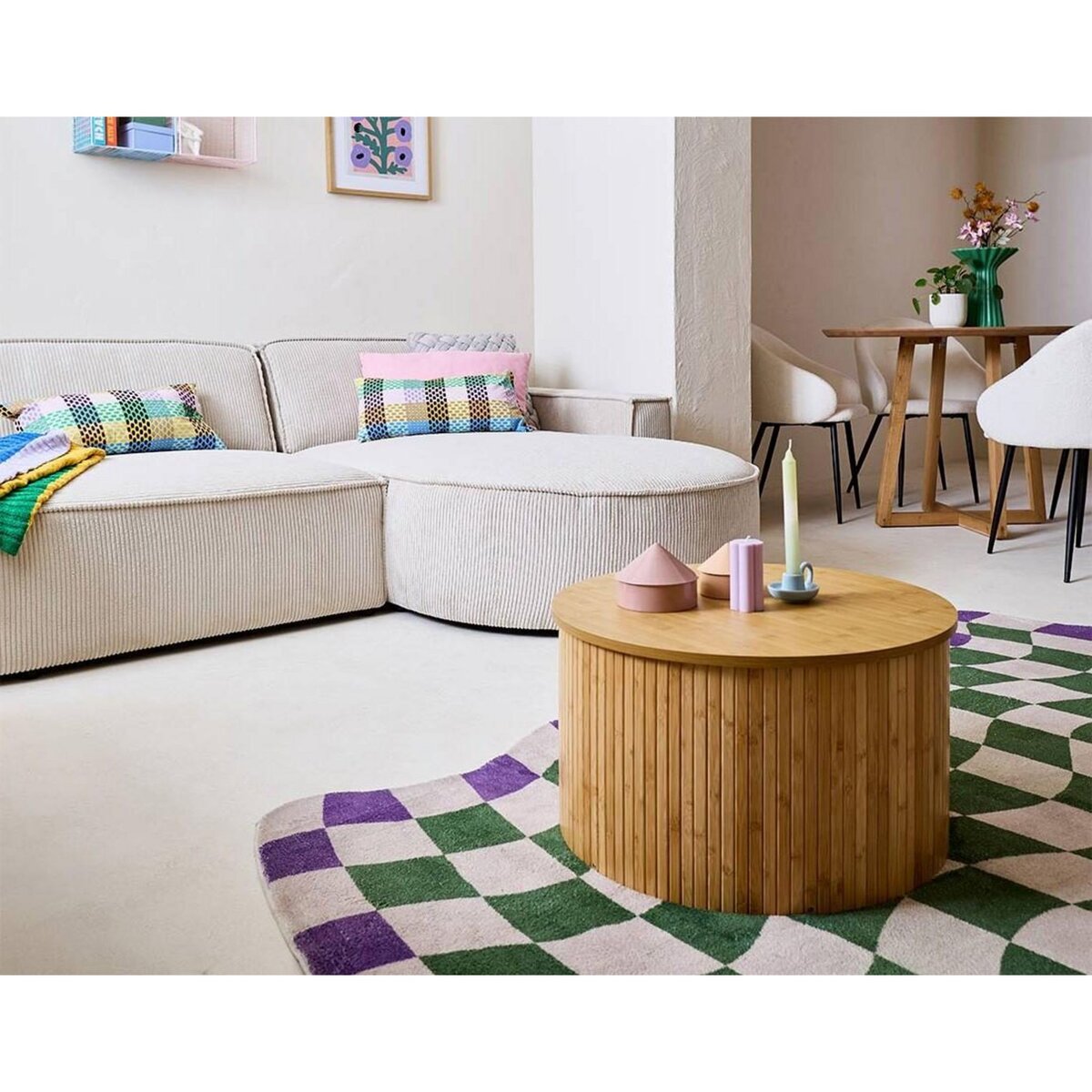 LISA DESIGN Spiaggia - canapé d'angle droit - forme arrondie - 4 places - en velours côtelé