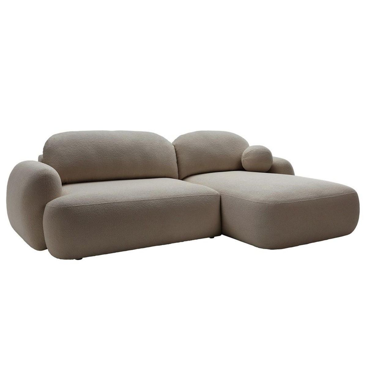 BEST MOBILIER Berenice - canapé d'angle droit 4 places convertible avec coffre en tissu bouclette