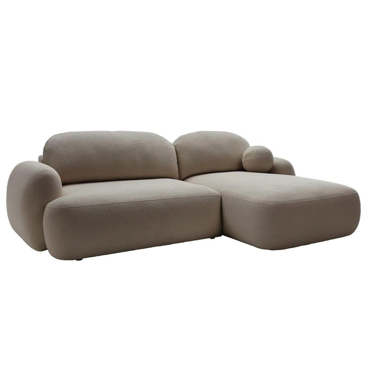 BEST MOBILIER Berenice - canapé d'angle droit 4 places convertible avec coffre en tissu bouclette