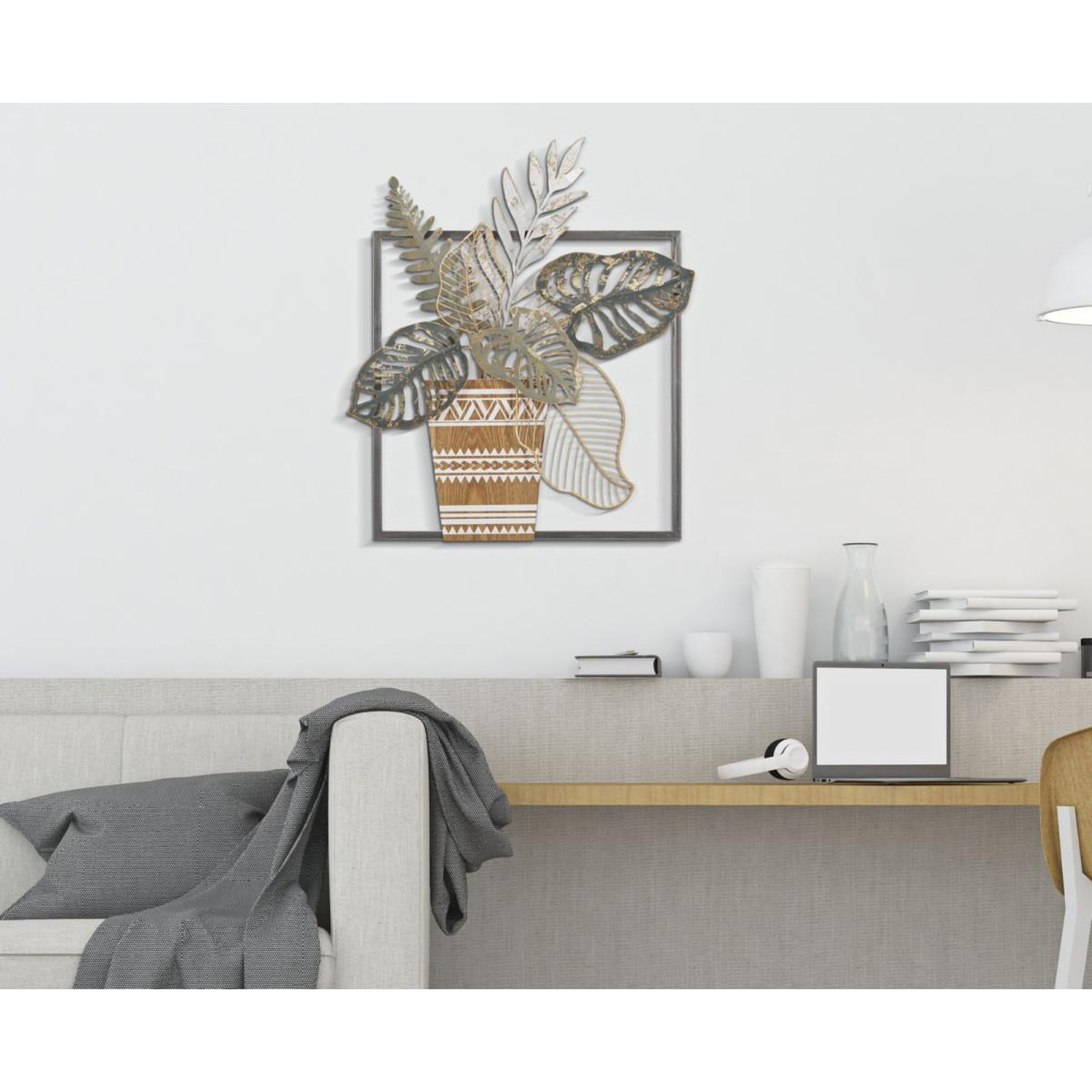 Voir la diapositive 5 : Paris Prix Décoration murale encadrée en métal  vaso  62cm multicolore