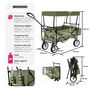 Voir la diapositive 6 : tectake Chariot de jardin et de transport pliable avec toit vert