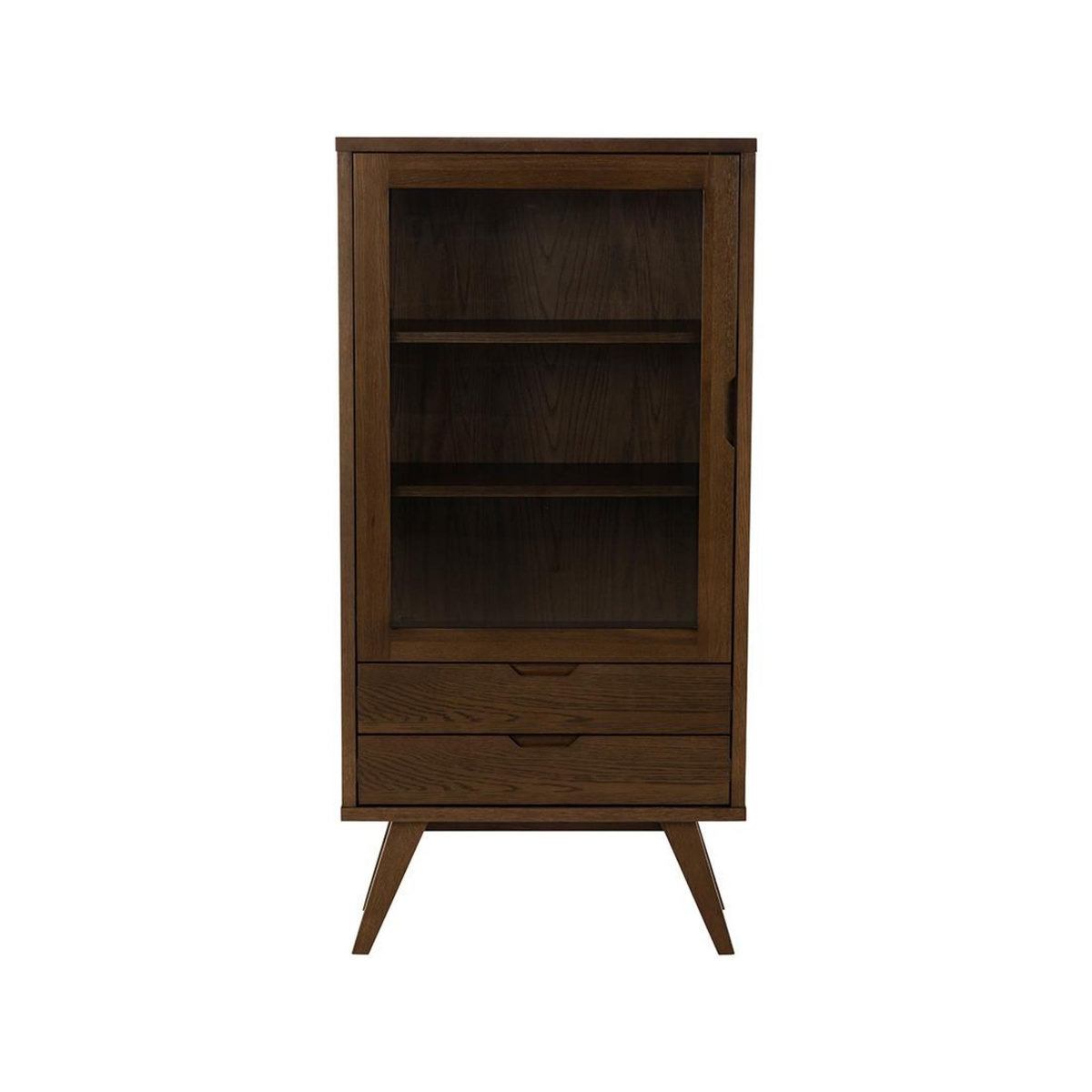 LISA DESIGN Pauline - vitrine - chêne foncé - 2 tiroirs et 1 porte - 72x145 cm