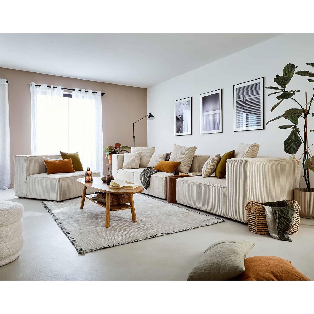 LISA DESIGN Colombine - canapé modulable d'angle gauche - 6 places - en velours côtelé