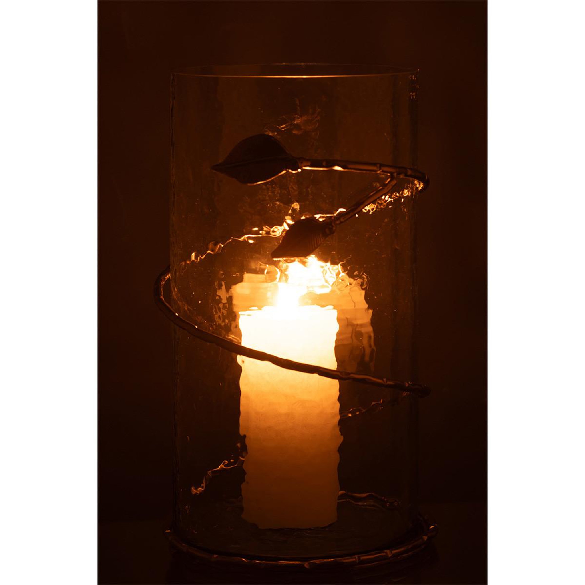 Voir la diapositive 4 : J-LINE Vase en verre feuille  ofelia  34cm transparent