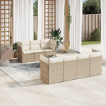 VIDAXL Salon de jardin avec coussins 8 pcs beige resine tressee