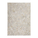 Paris Prix Tapis en Cuir Effet Métallique  Spark  Ivoire & Or. Coloris disponibles : Blanc