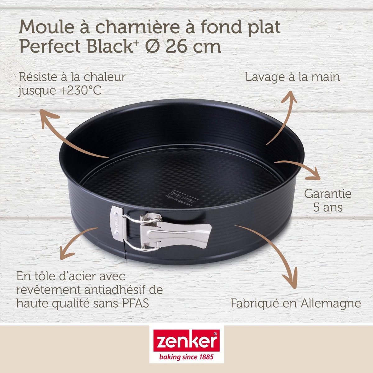 ZENKER Moule à manqué à charnière 26 cm Zenker PerfectBack+