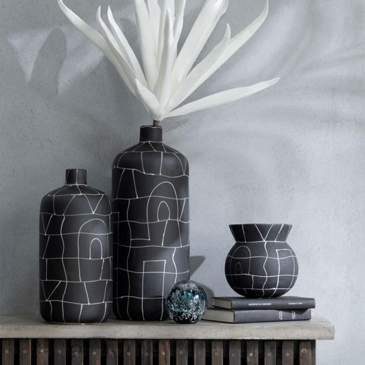 Paris Prix Vase Bouteille en Céramique  Japan  50cm Noir