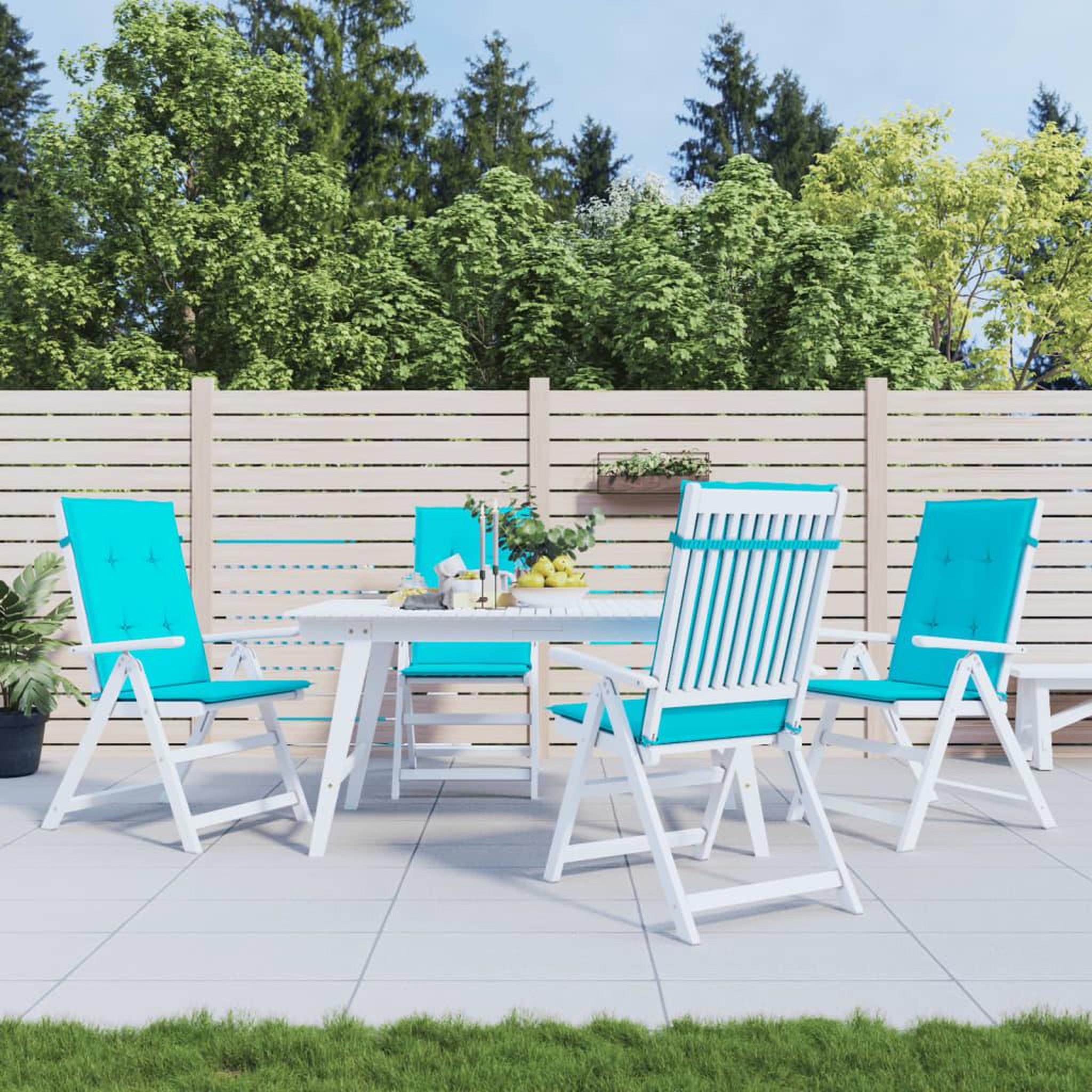 VIDAXL Coussins de chaise a dossier haut lot de 4 turquoise tissu