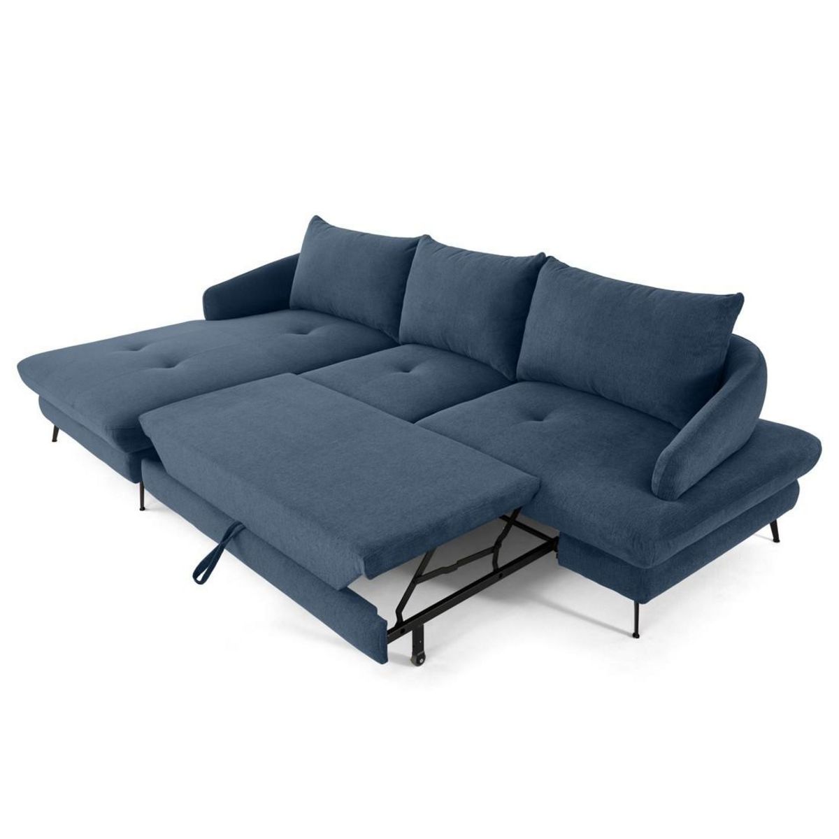 LISA DESIGN Ninon - canapé d'angle gauche 4 places convertible avec coffre en tissu texturé