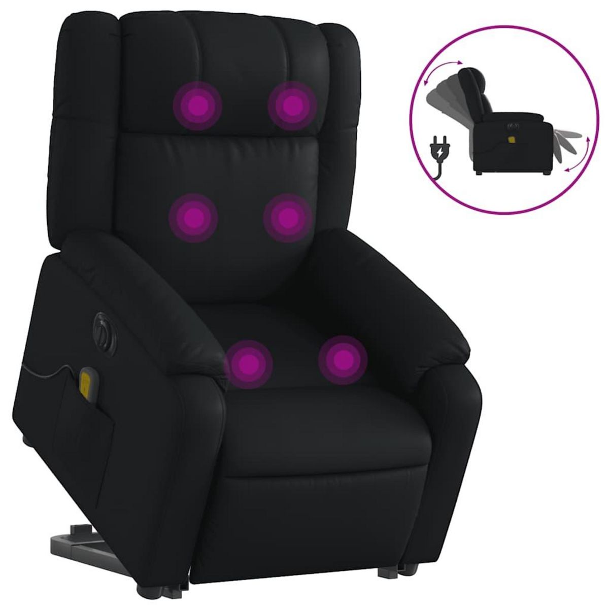 VIDAXL Fauteuil inclinable de massage electrique noir similicuir