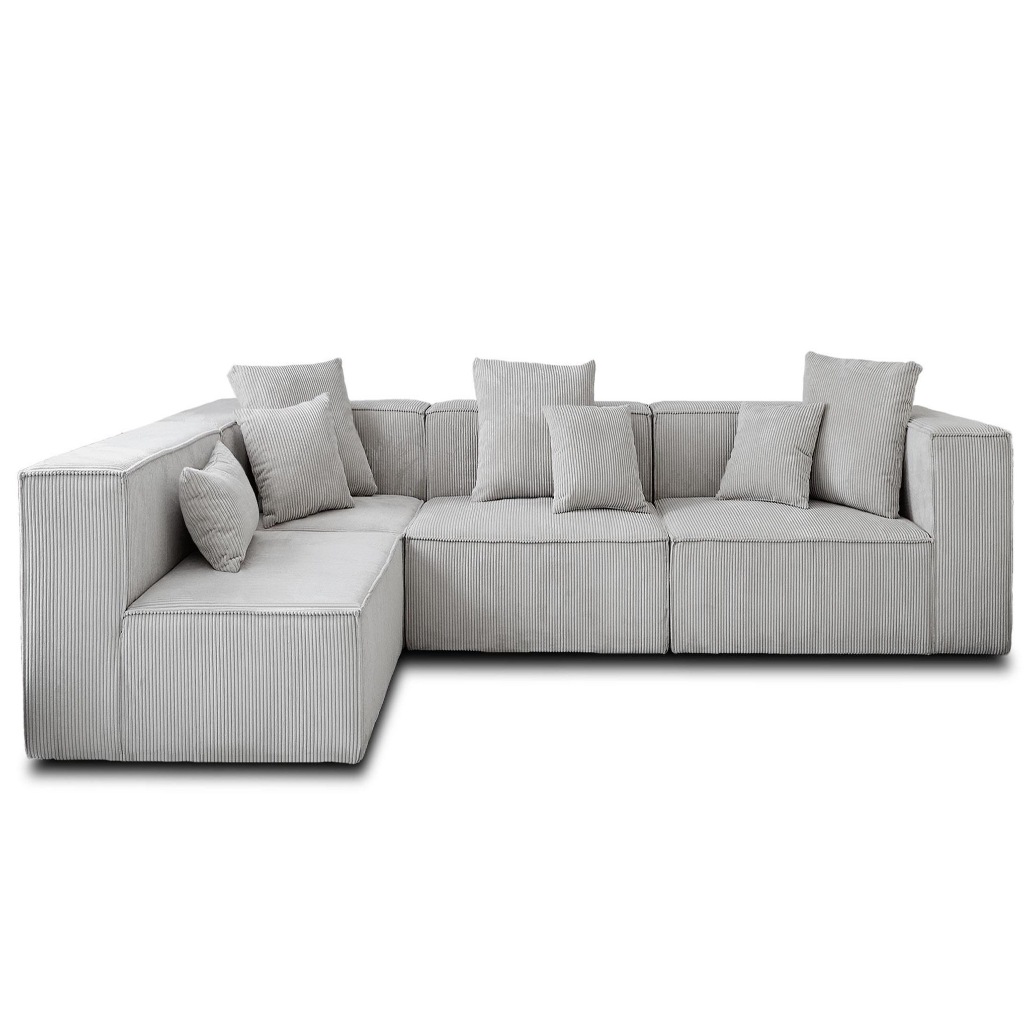 Voir la diapositive 1 : BEST MOBILIER Colombine - canapé modulable d'angle gauche - 6 places - en velours côtelé