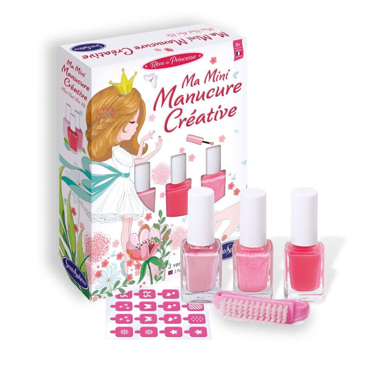 Sentosphere Atelier de Mini Manucure Créatif pour Enfants - Kit Complet de Vernis Peel-Off et Pochoirs Décoratifs