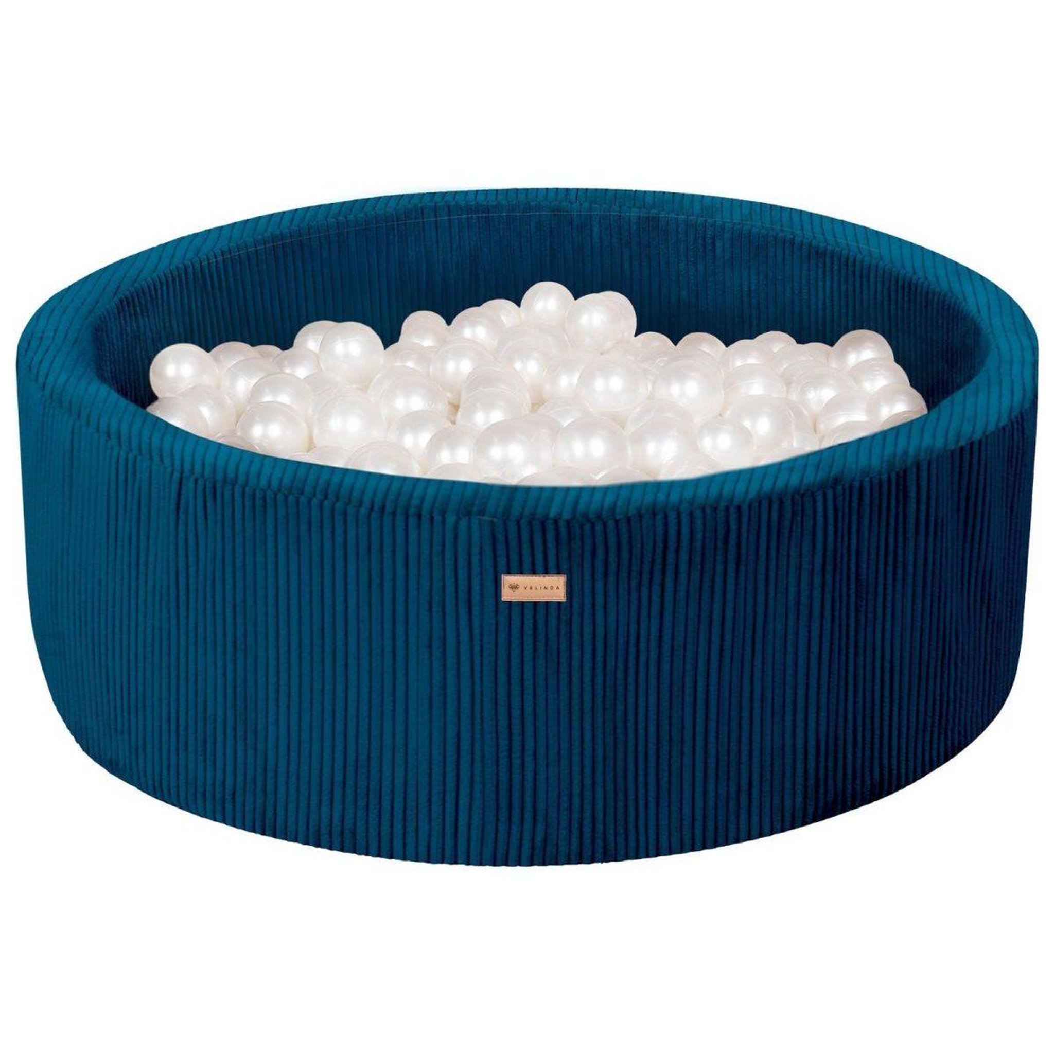 VELINDA Piscine à balles en velours côtelé avec 300 balles, diamètre env. 90 cm — bleu marine