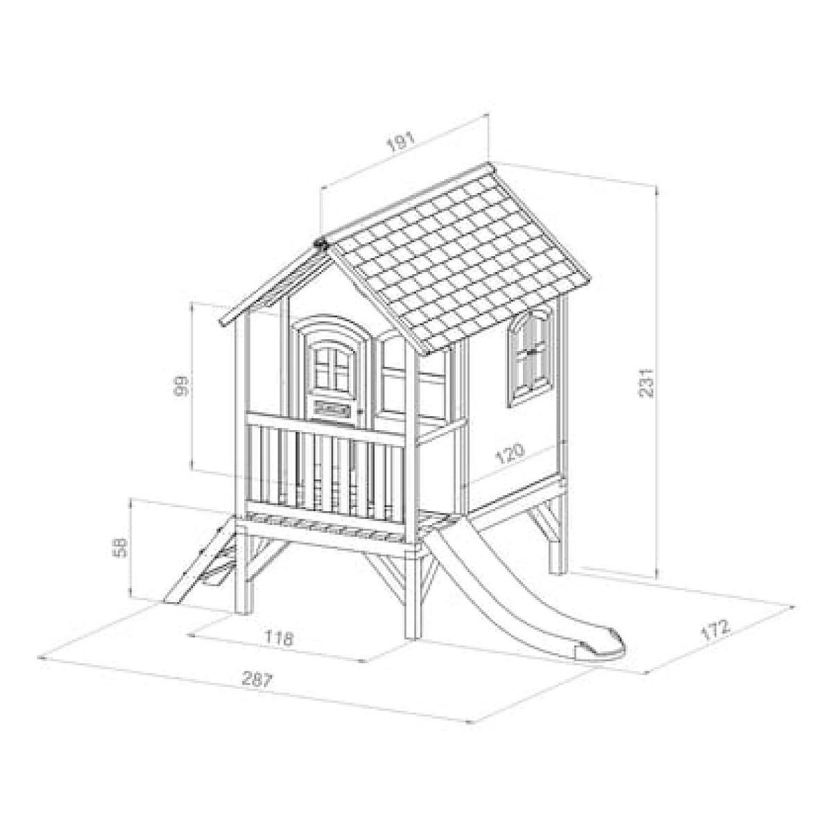 Axi House Maisonnette Tom marron-vert toboggan blanc