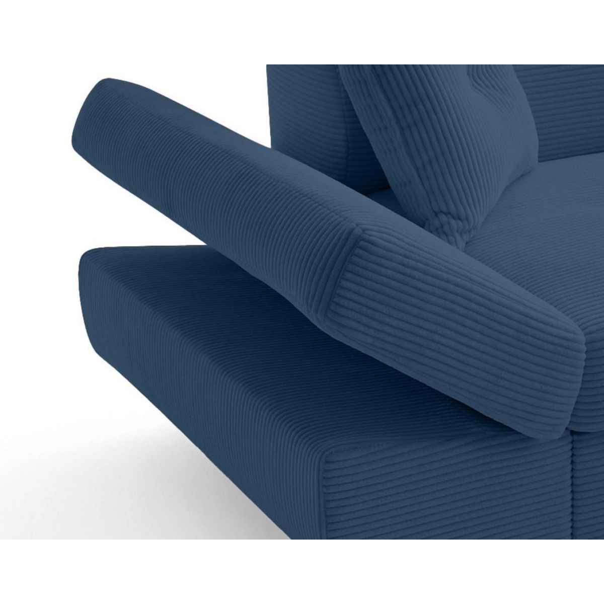 BEST MOBILIER Lisbona - canapé d'angle droit 5 places convertible avec têtières en velours côtelé