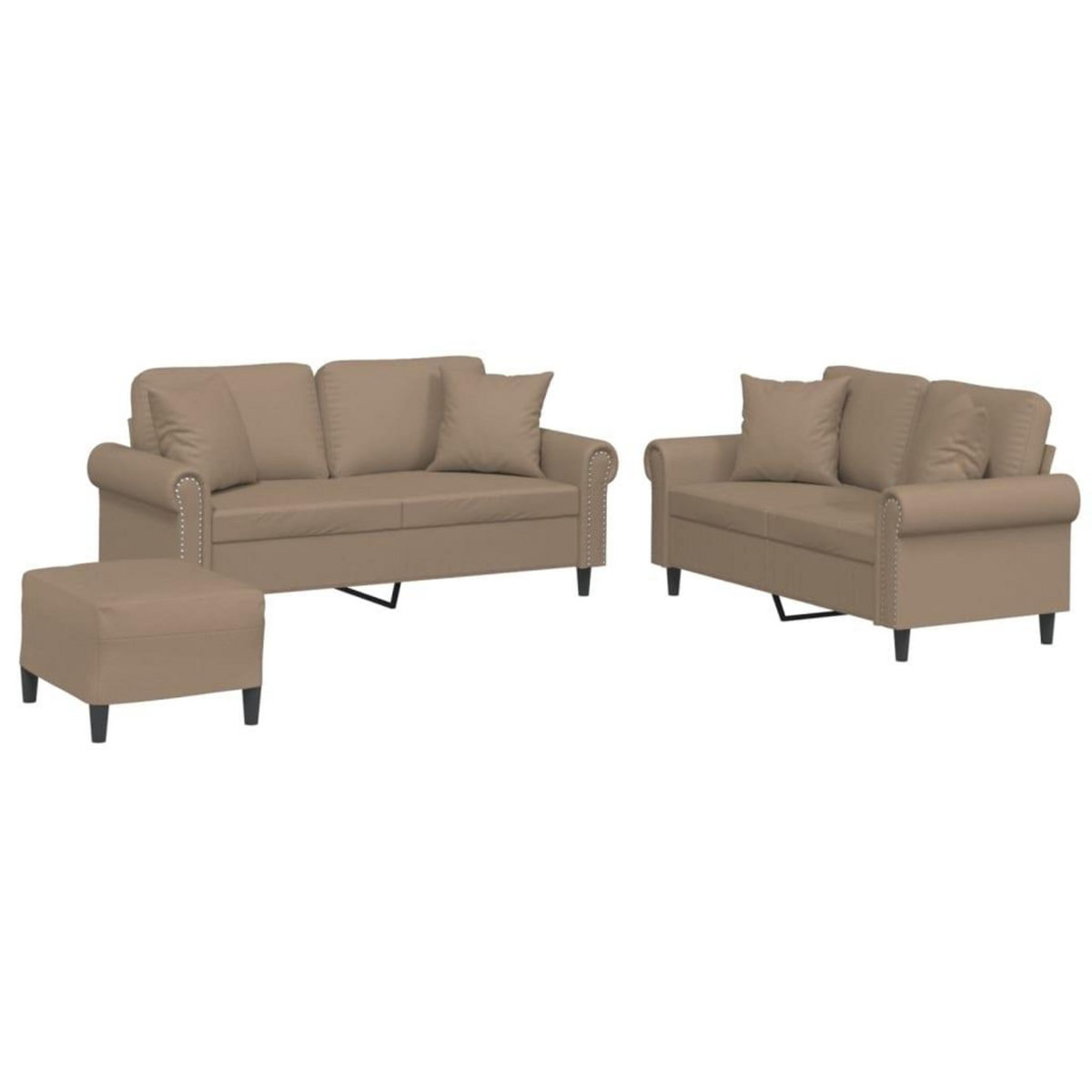VIDAXL Ensemble de canapes 3 pcs avec coussins cappuccino similicuir