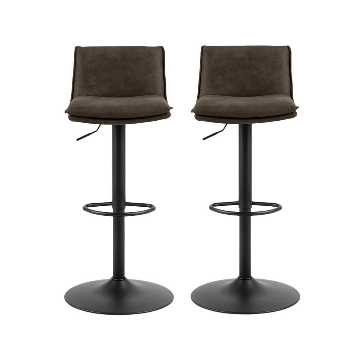 LISA DESIGN Alora - lot de 2 tabourets - ajustables et pivotants - en tissu texturé et suédine - gris anthracite