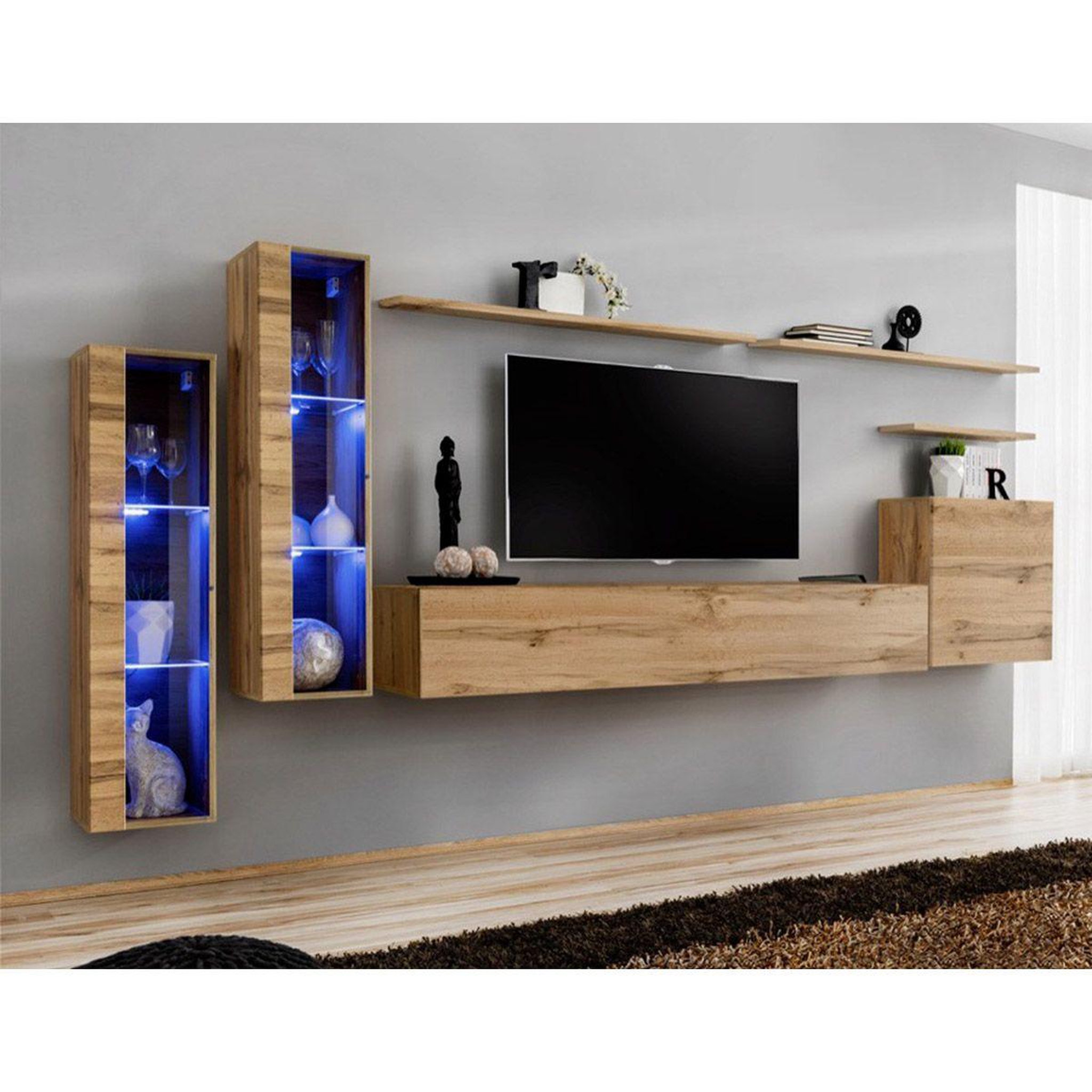 Paris Prix Meuble tv mural design  switch xi  330cm naturel