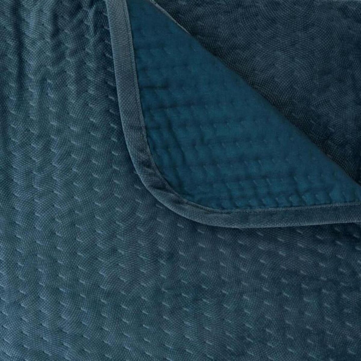 ATMOSPHERA Dessus de Lit & 2 Taies  Lilou  240x260cm Bleu Égéen