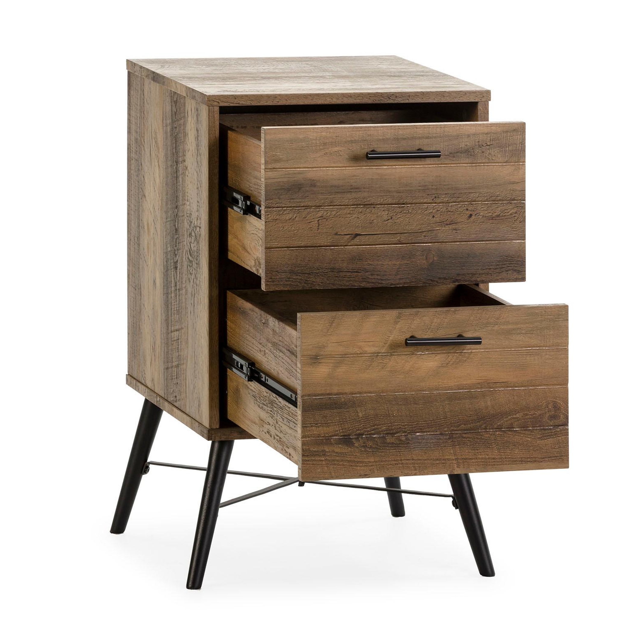 Voir la diapositive 2 : VS VENTA-STOCK Table de Chevet Clavel 2 Tiroirs Couleur Rustique