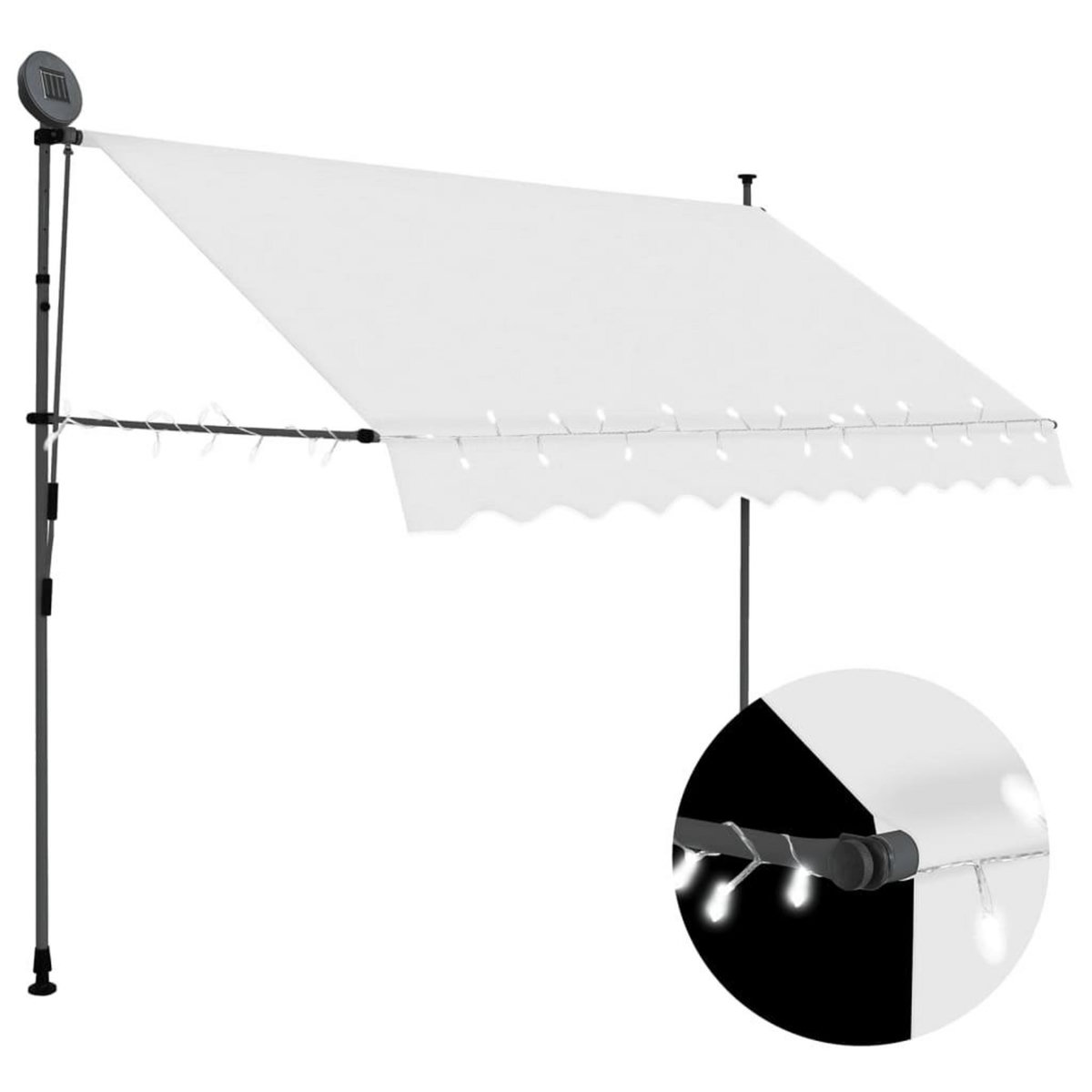 VIDAXL Auvent manuel retractable avec LED 250 cm Creme