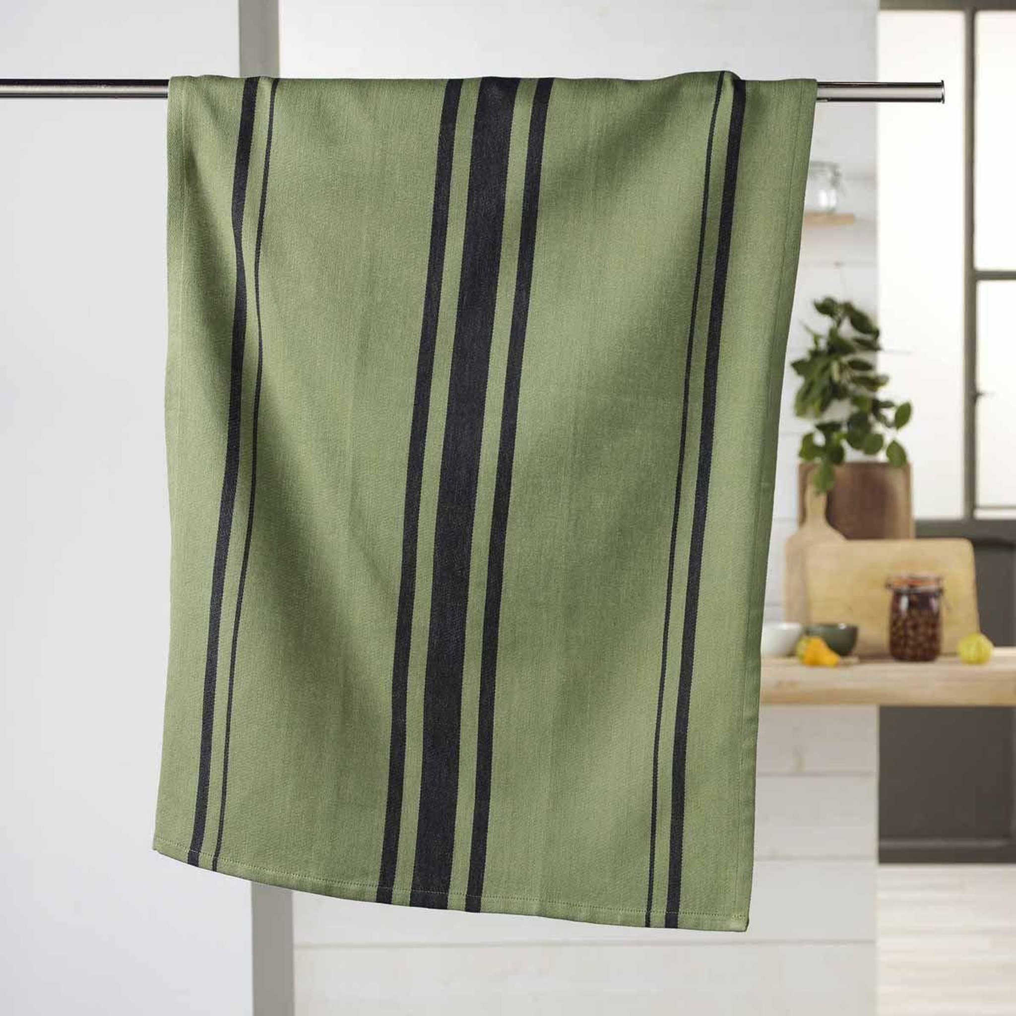 Voir la diapositive 2 : Douceur d'Intérieur Torchon en coton tissé  comptoir  50x70cm kaki