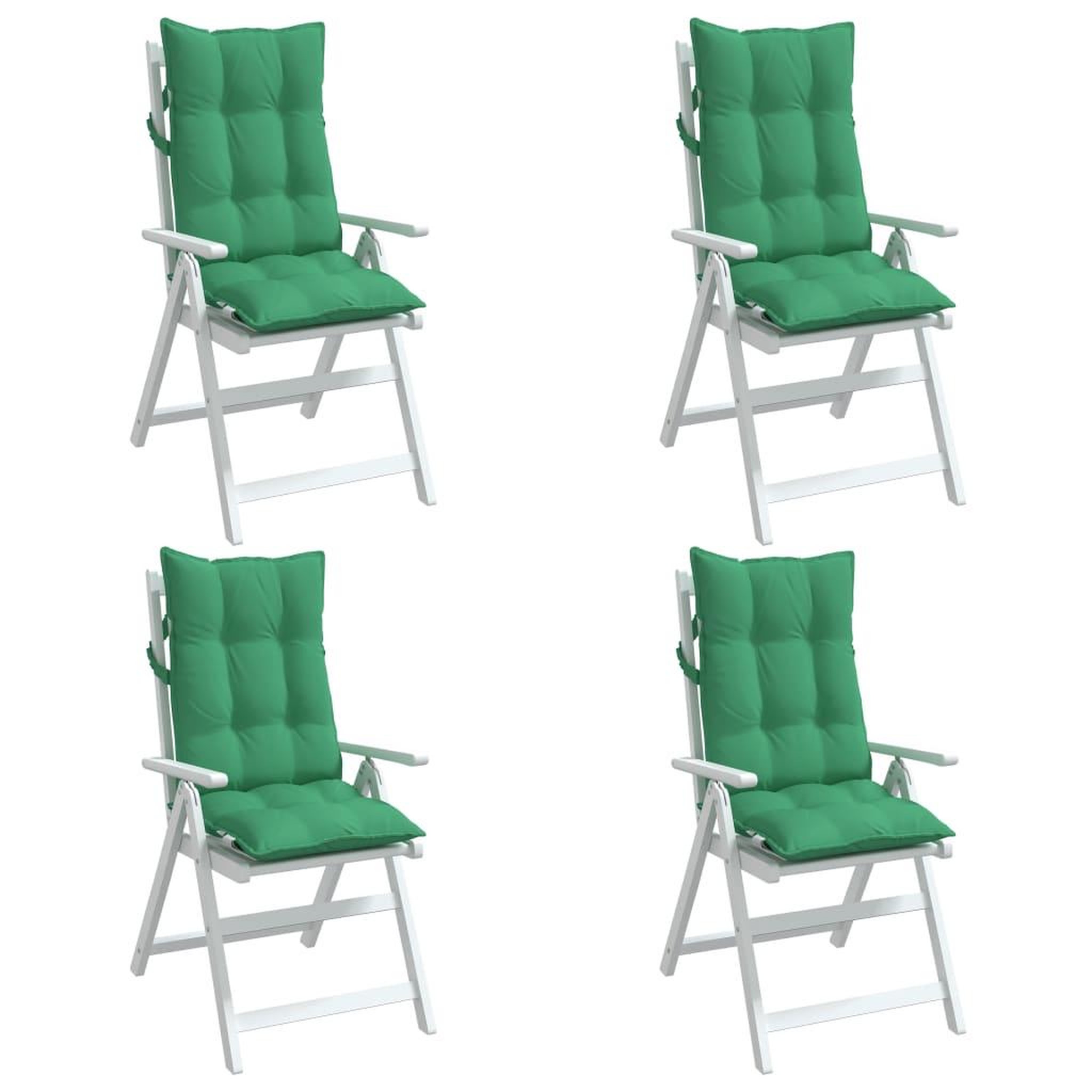 Voir la diapositive 4 : VIDAXL Coussins de chaise a dossier haut lot de 4 vert tissu oxford