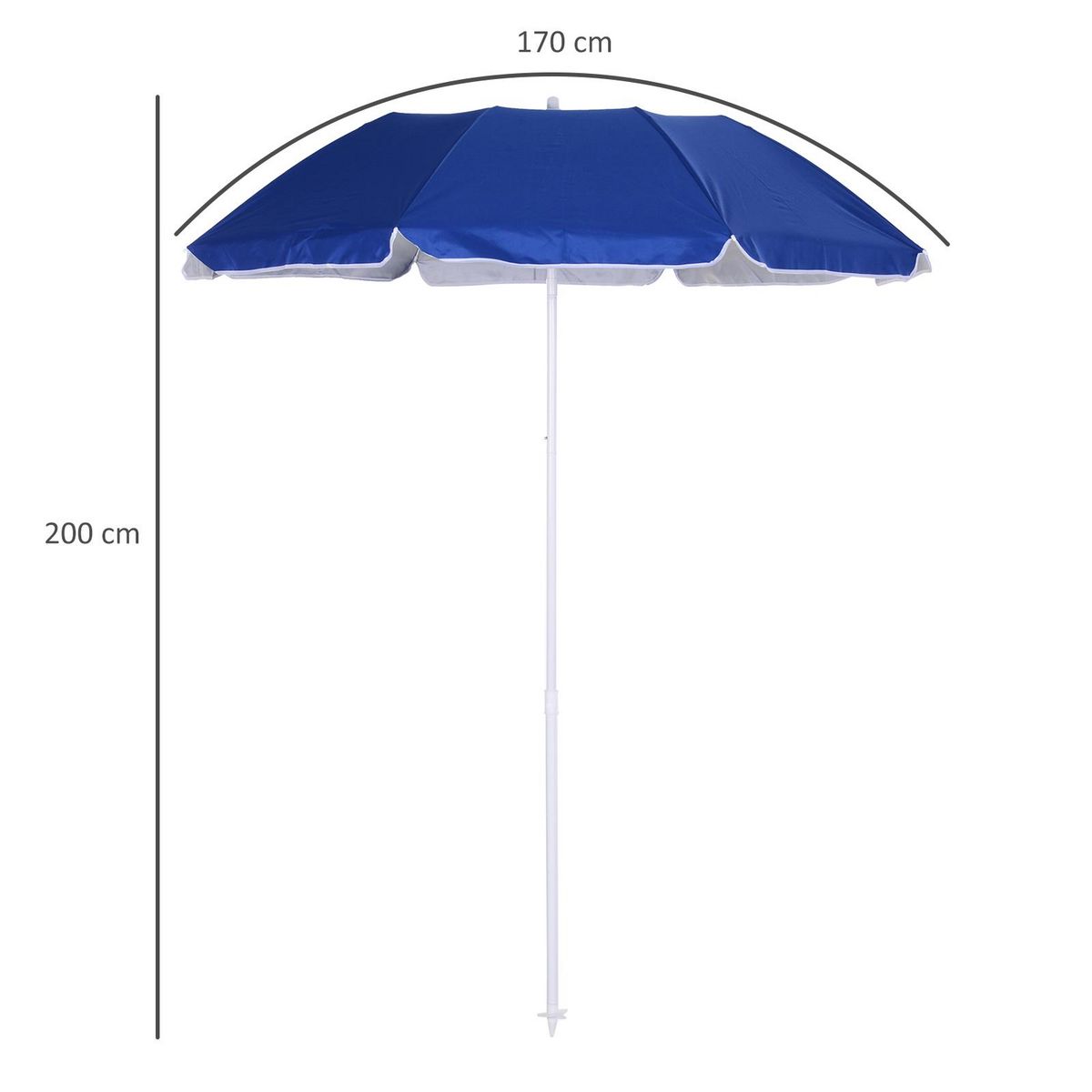 OUTSUNNY Parasol inclinable octogonal de plage Ø 150 cm tissu polyester haute densité anti-UV mât démontable sac de transport inclus bleu