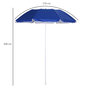Voir la diapositive 3 : OUTSUNNY Parasol inclinable octogonal de plage Ø 150 cm tissu polyester haute densité anti-UV mât démontable sac de transport inclus bleu