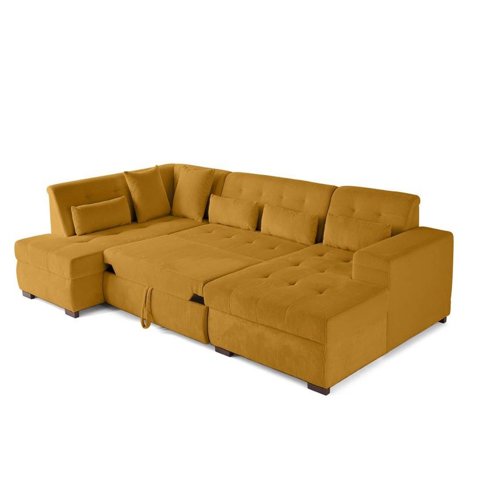 Voir la diapositive 3 : LISA DESIGN Vermont - canapé panoramique d'angle gauche - 7 places - convertible avec coffre - en velours côtelé