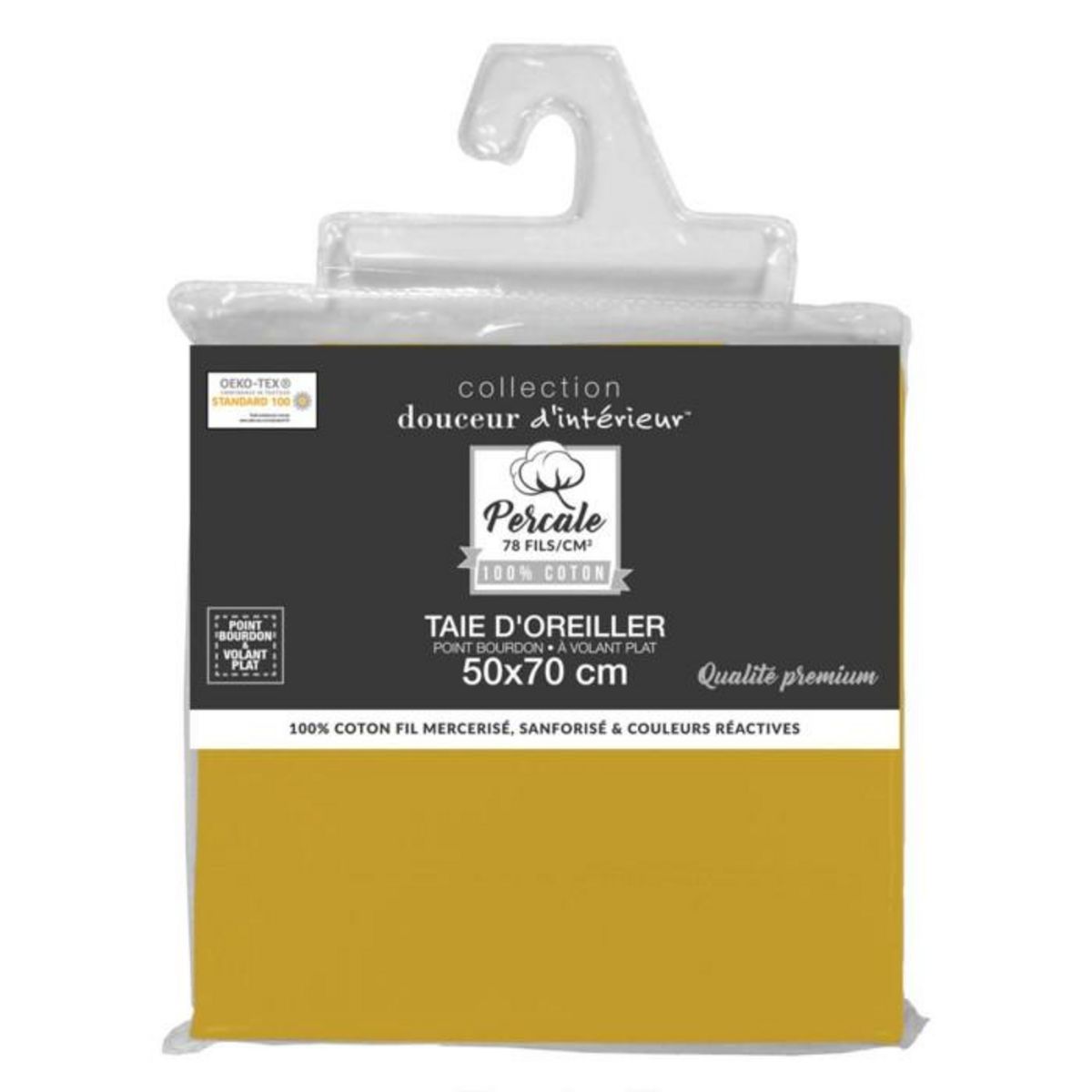 Paris Prix Taie d'Oreiller  Percaline  50x70cm Ocre