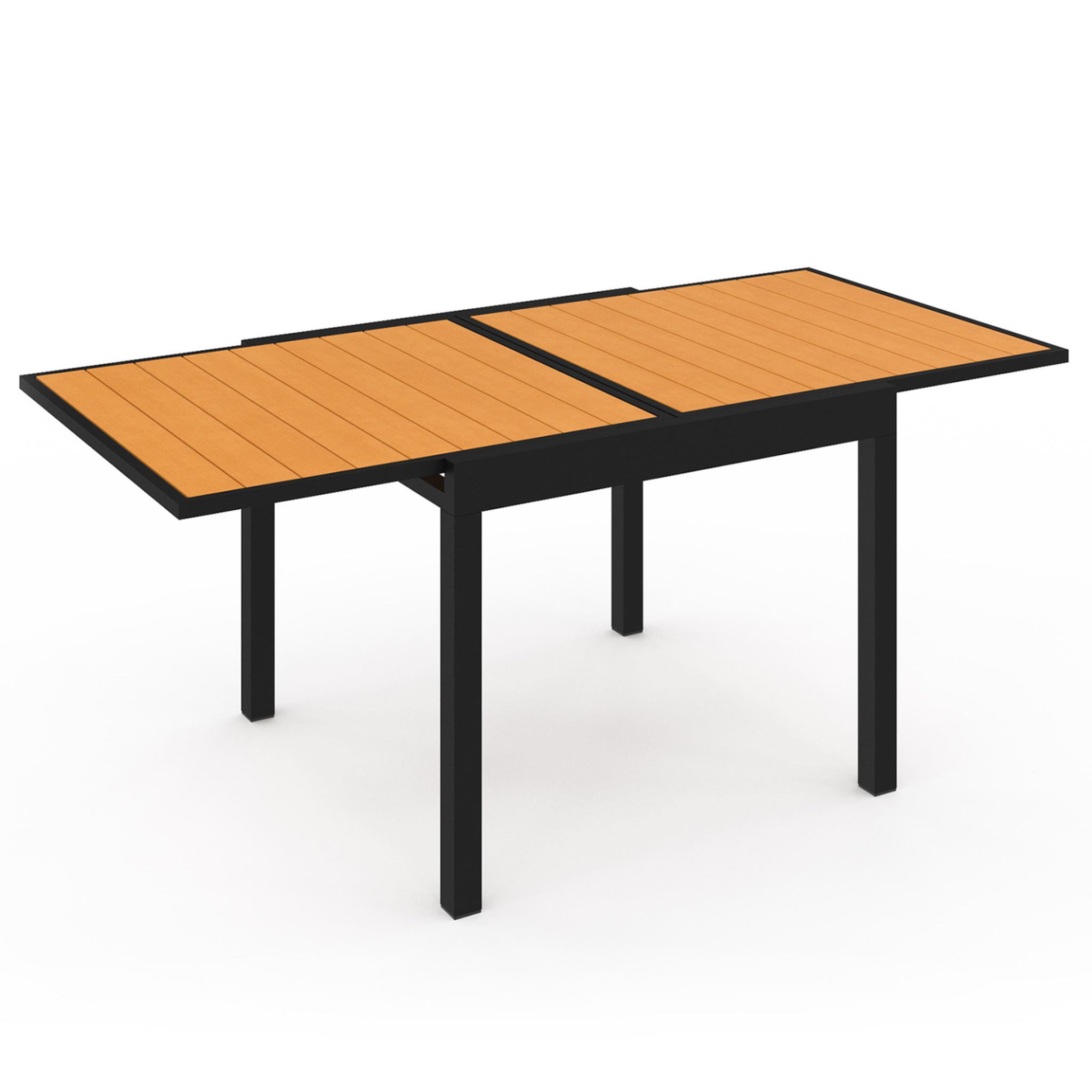 Voir la diapositive 3 : ID MARKET Salon de jardin poly table extensible 90-180 cm et 8 chaises bois et noir