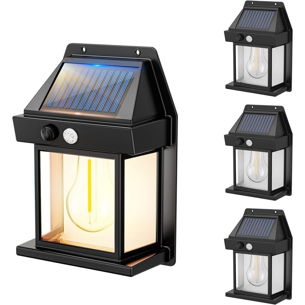 Lumisky Lot de 4 Appliques Murales Solaires SUNFLARE Noir ABS H17cm