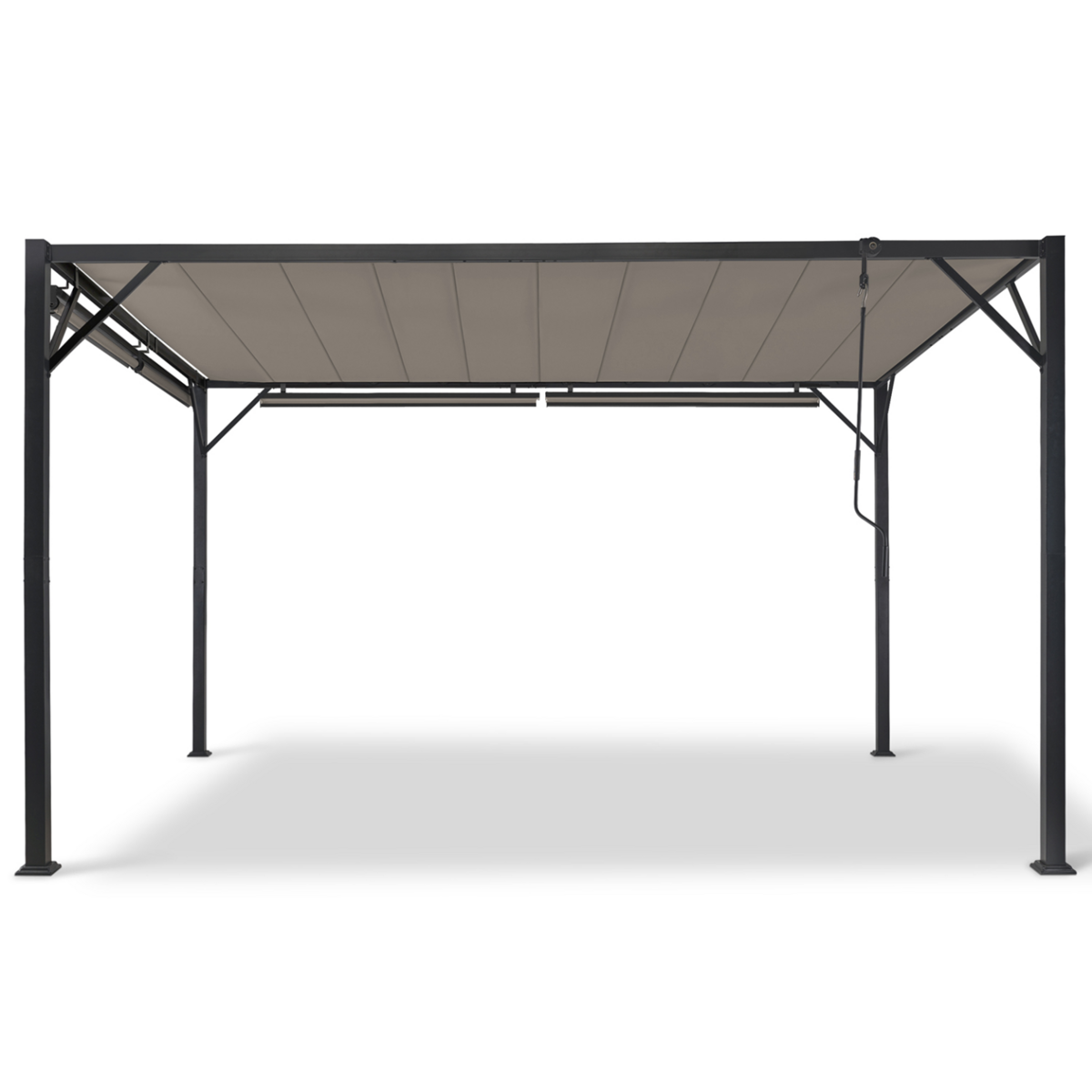 ID MARKET Pergola édition luxe lames orientables 3x4 M et 4 stores taupe