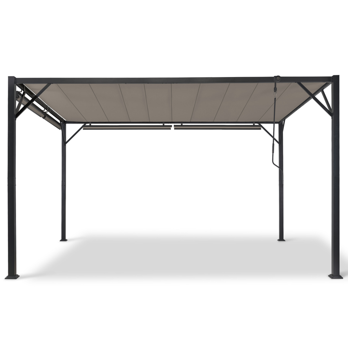 ID MARKET Pergola édition luxe lames orientables 3x4 M et 4 stores taupe