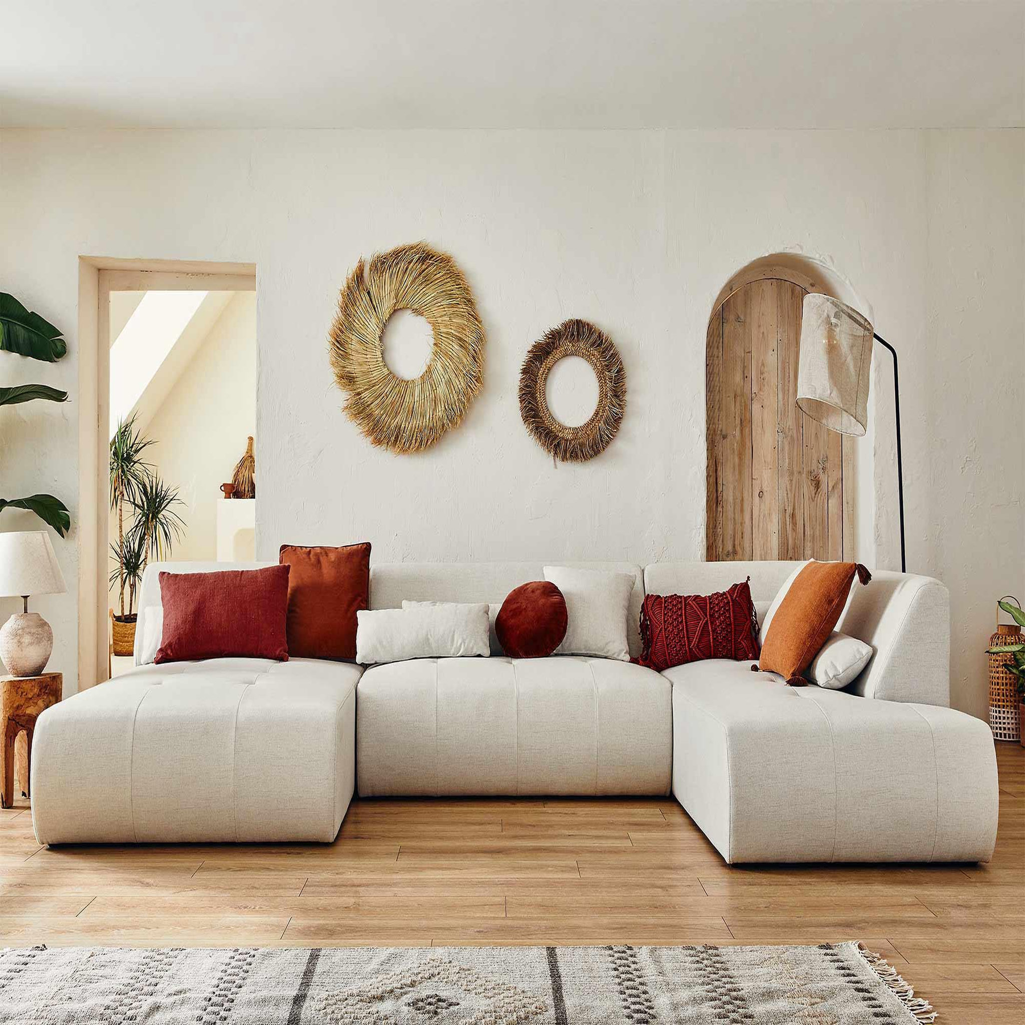 Voir la diapositive 4 : LISA DESIGN Onyx - canapé panoramique d'angle droit 7 places - en tissu