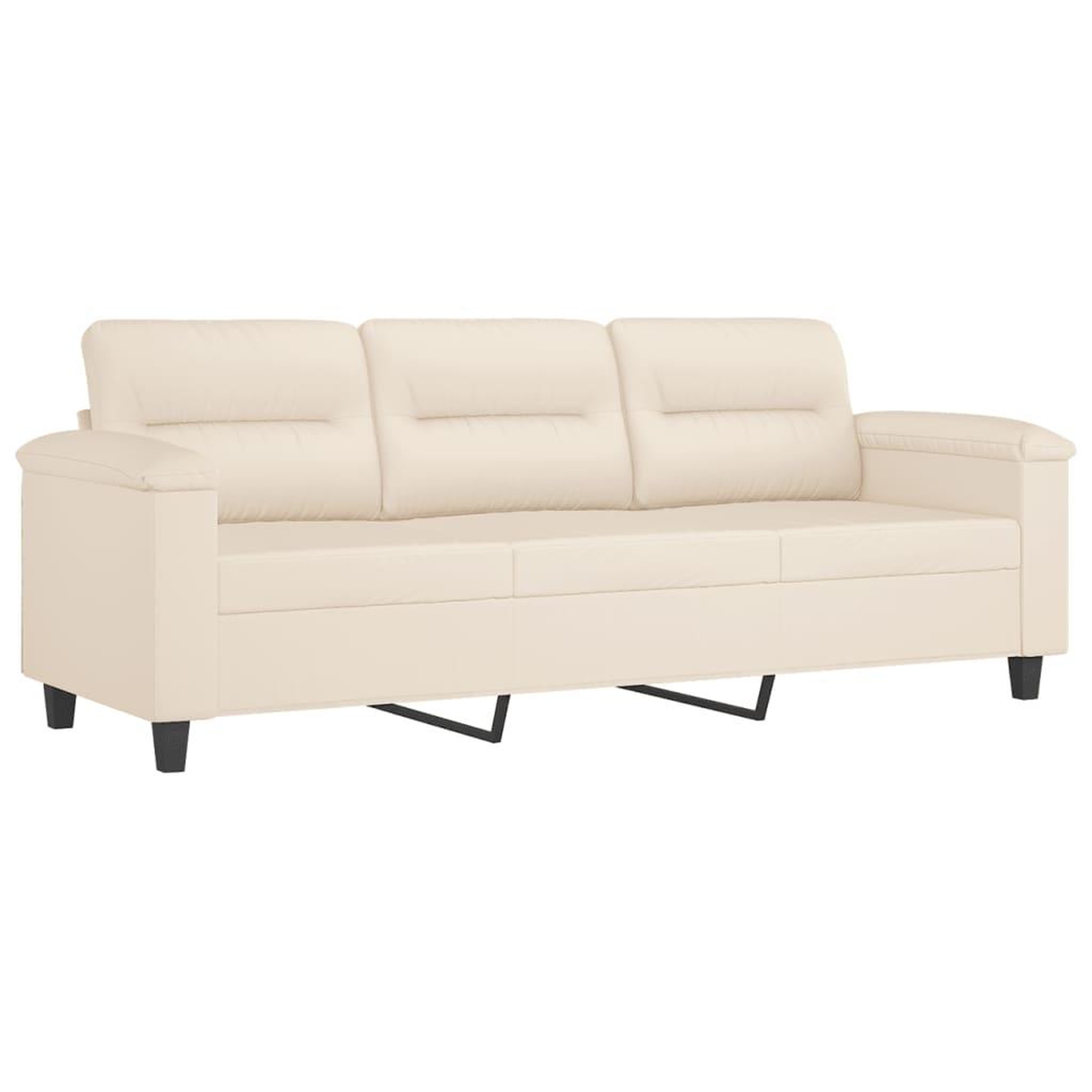 Voir la diapositive 2 : VIDAXL Canape a 3 places Beige 180 cm Tissu microfibre